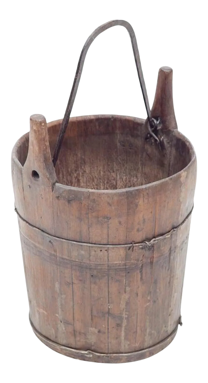 Large Rustic 19th Century American Iron Banded Wooden Stave Well Bucket Chairish