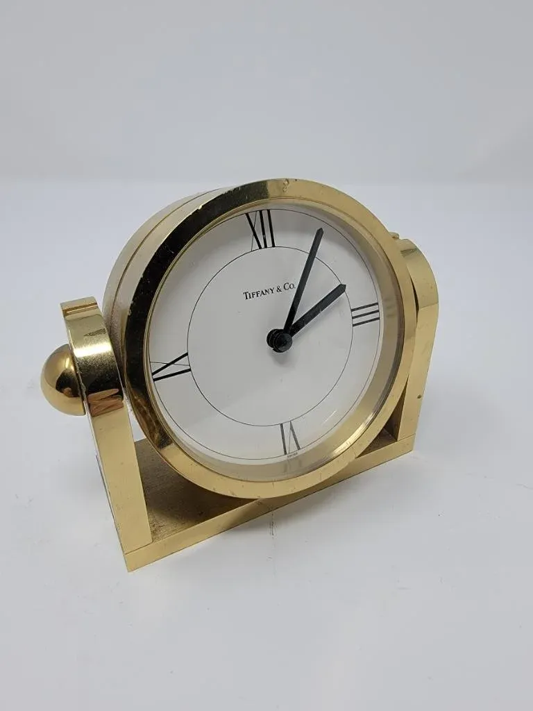 Vintage Tiffany & Co. Brass Swiss Made Travel Round Alarm