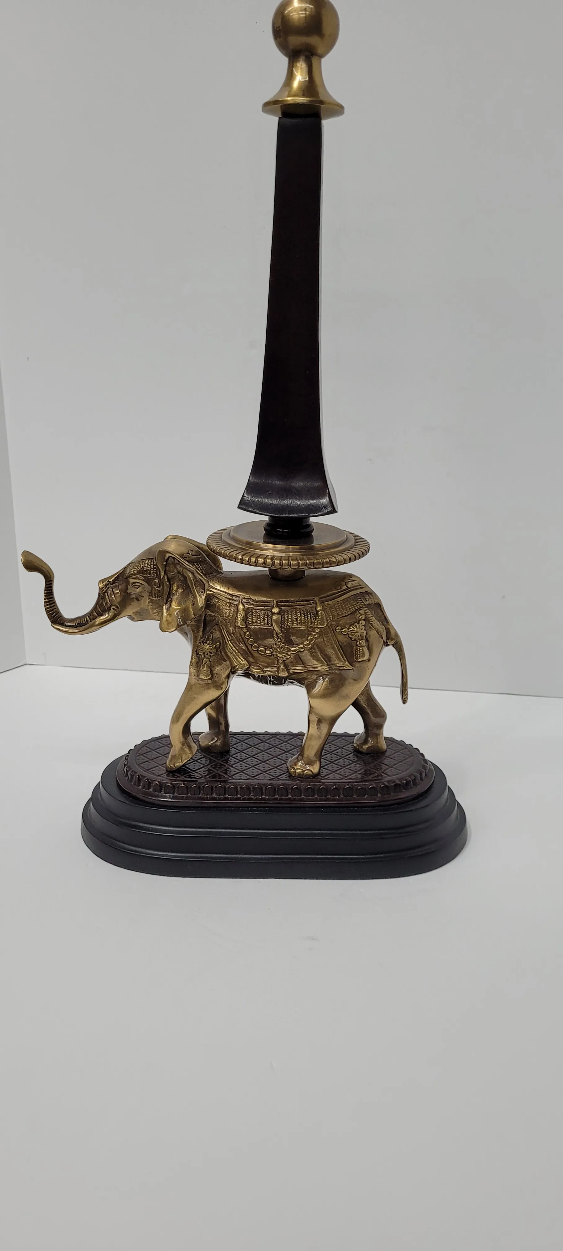 Vintage Brass Elephant Sculpture With Finial 20.5\