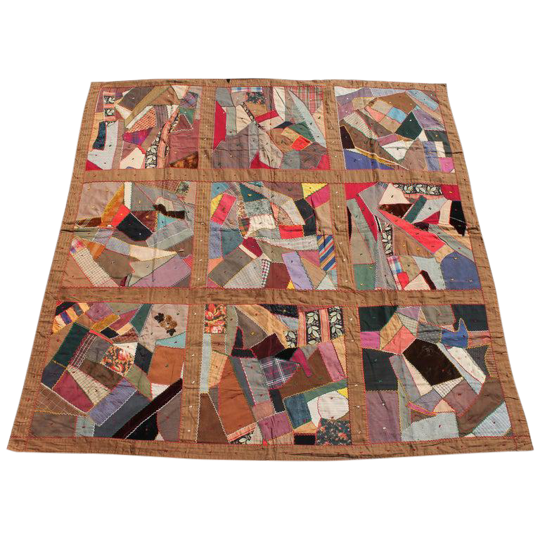 Antique Quilt, Contained 19th Century Crazy Quilt From Pennsylvania