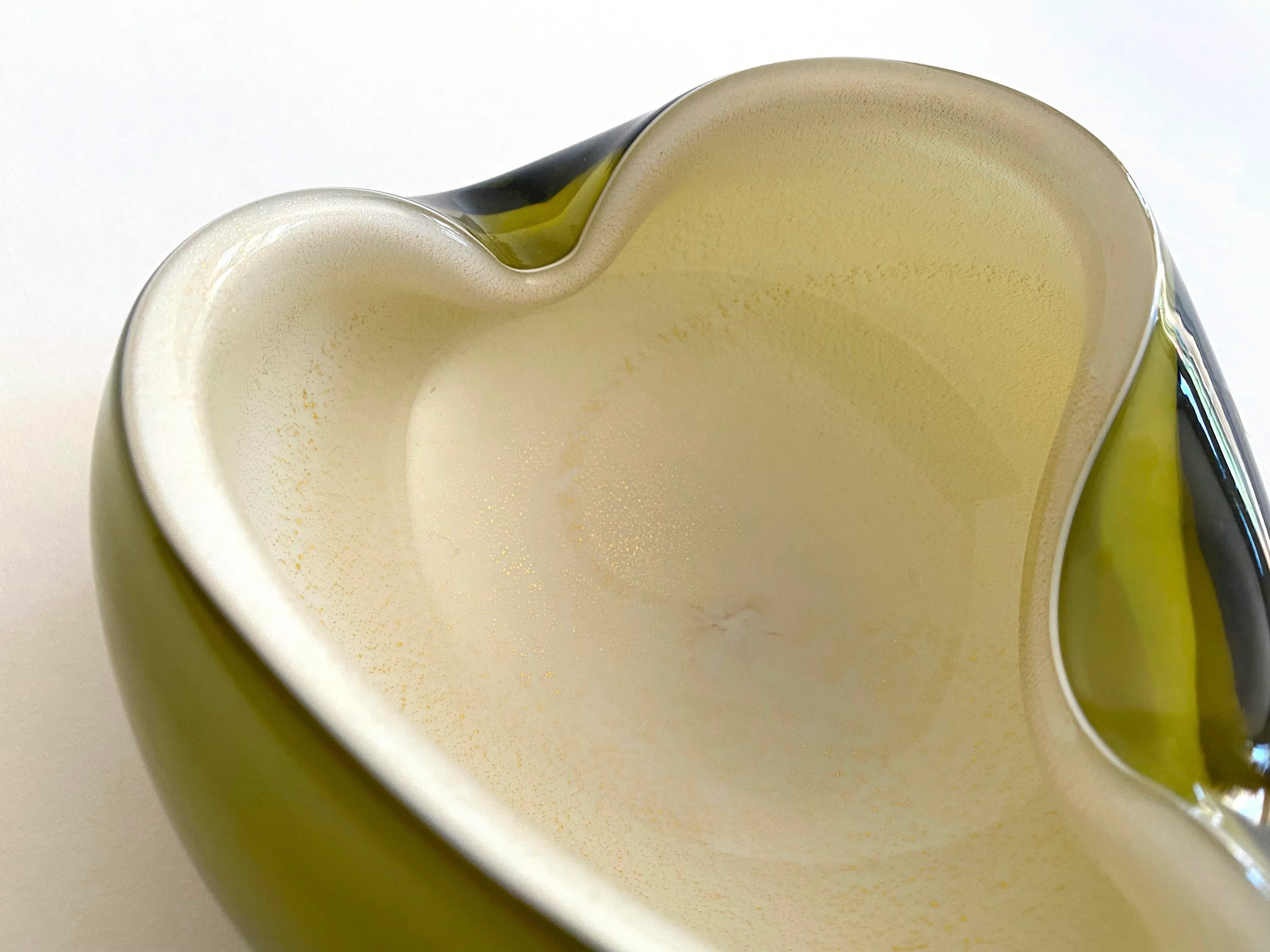 Vintage Mid Century Modernist Barbini Murano Art Glass Olive