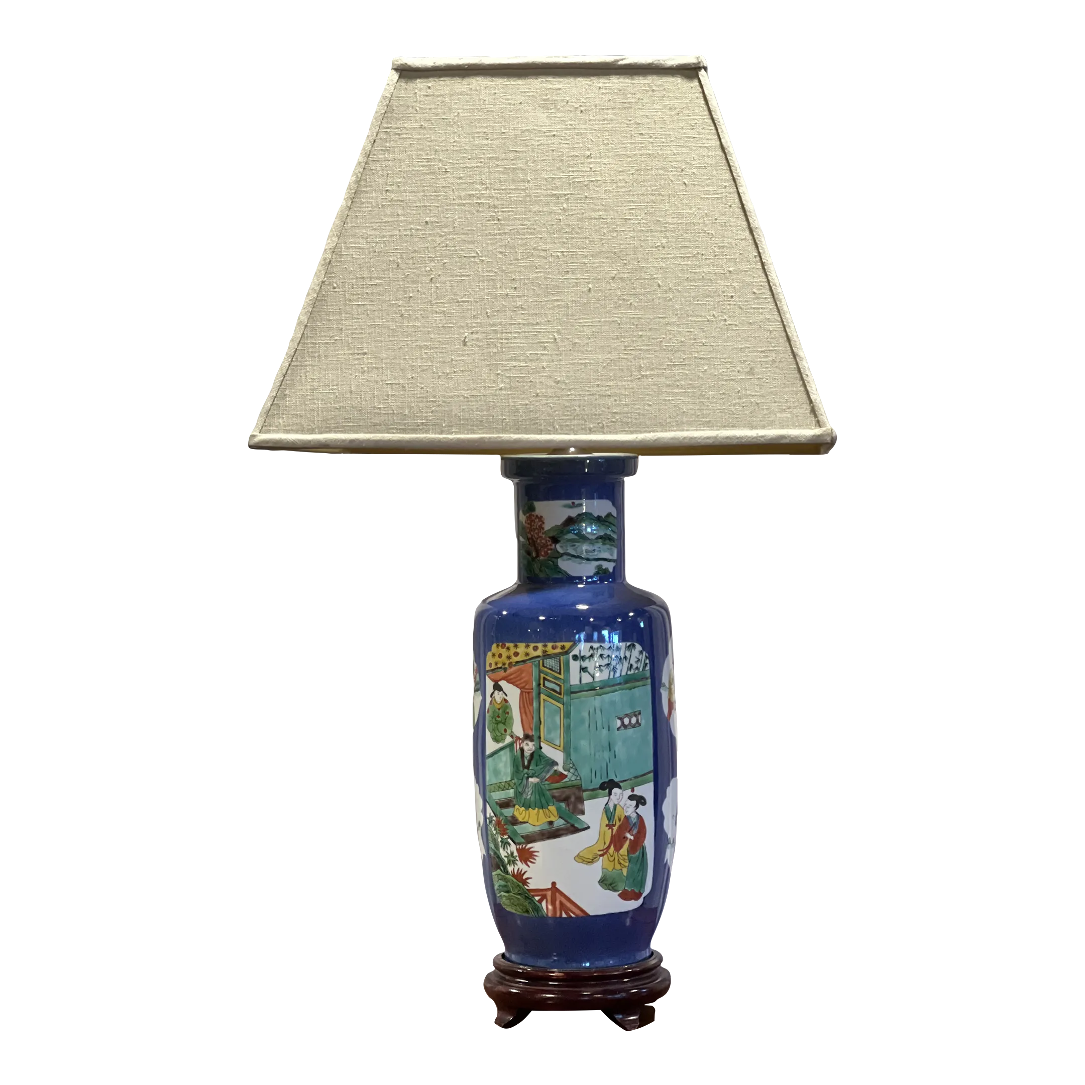 Late 19th Century Chinese Royal Blue Vase Made Into a Lamp