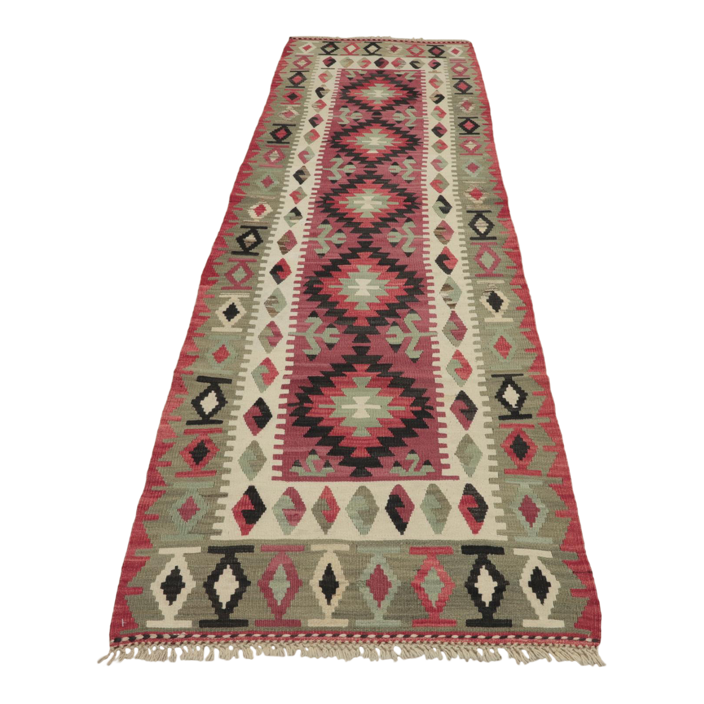 1970s Southwestern Style Handmade Red Oushak Kilim Runner