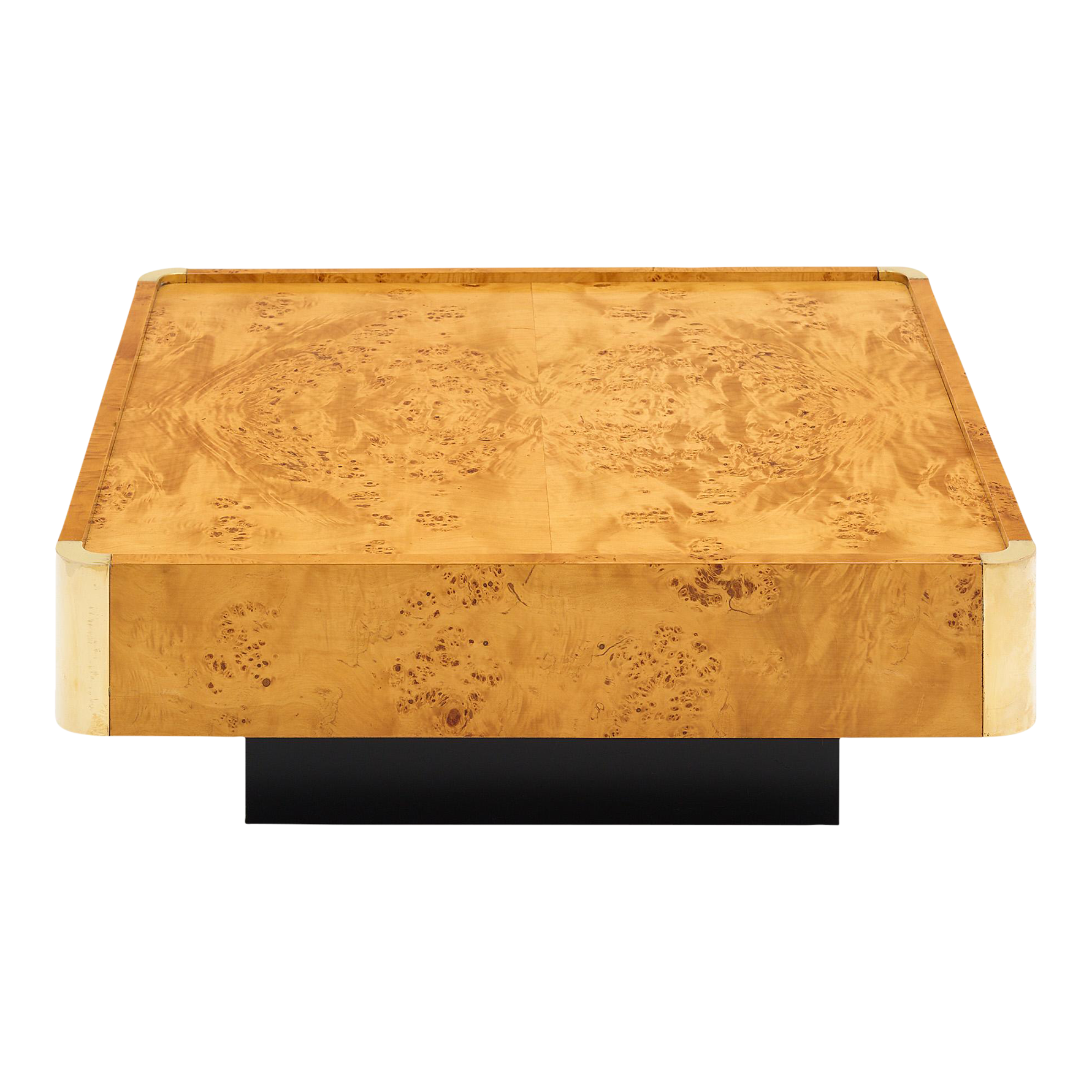 Table Basse Vintage en Laque Noire et Laiton dans le style de Jean Claude Mahey, 1970s, Set de 2 en vente sur