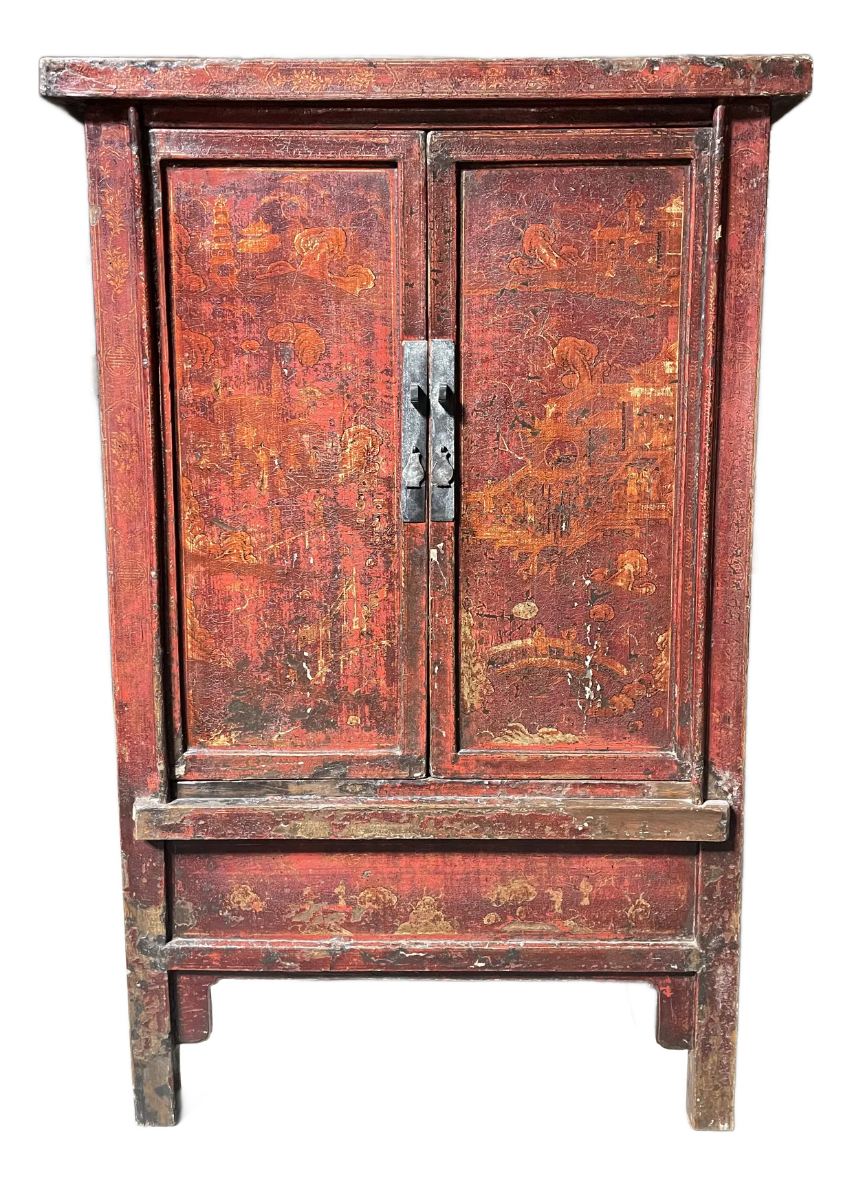 Vintage Rustic Chinese Painted Cabinet