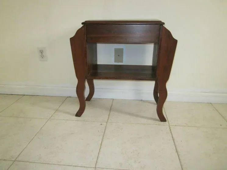 1980s Vintage Wood Magazine Rack Side End Table Dark Tone | Chairish