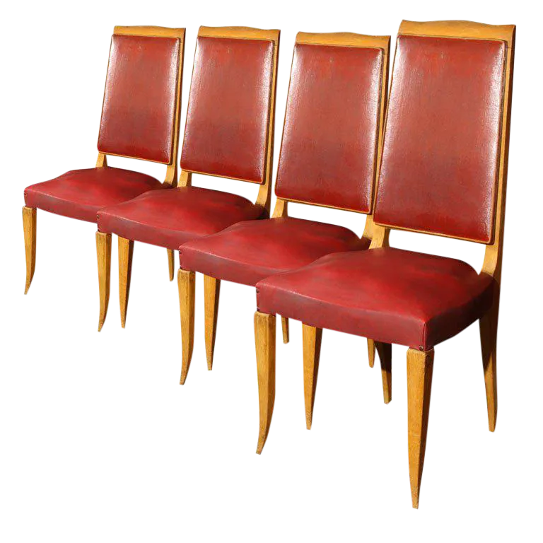 Set of Four Red French Chairs Chairish