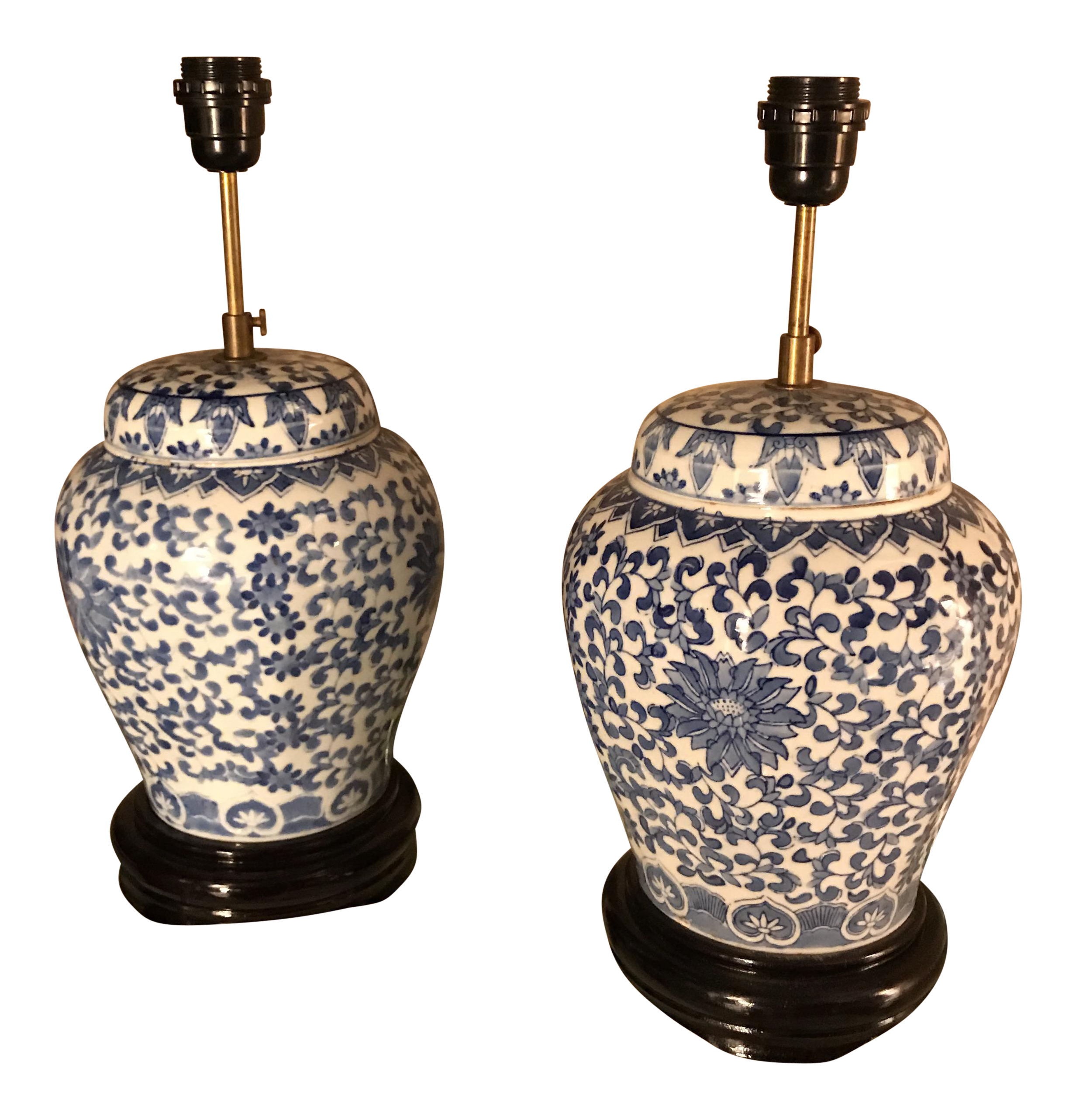 Vintage Blue and White Ginger Jar Lamps a Pair Chairish