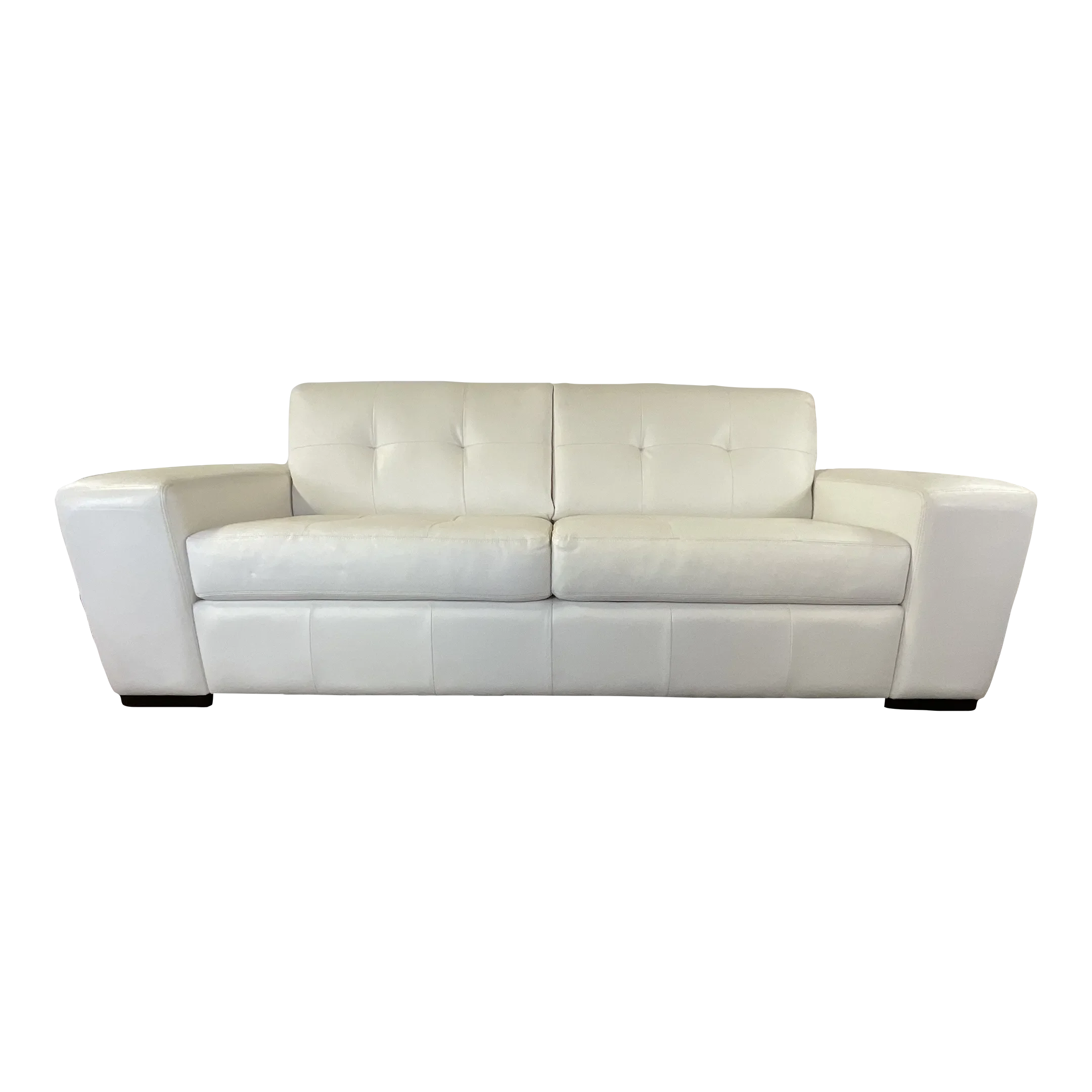 Contemporary Cube Style White Leather Sofa. Chairish