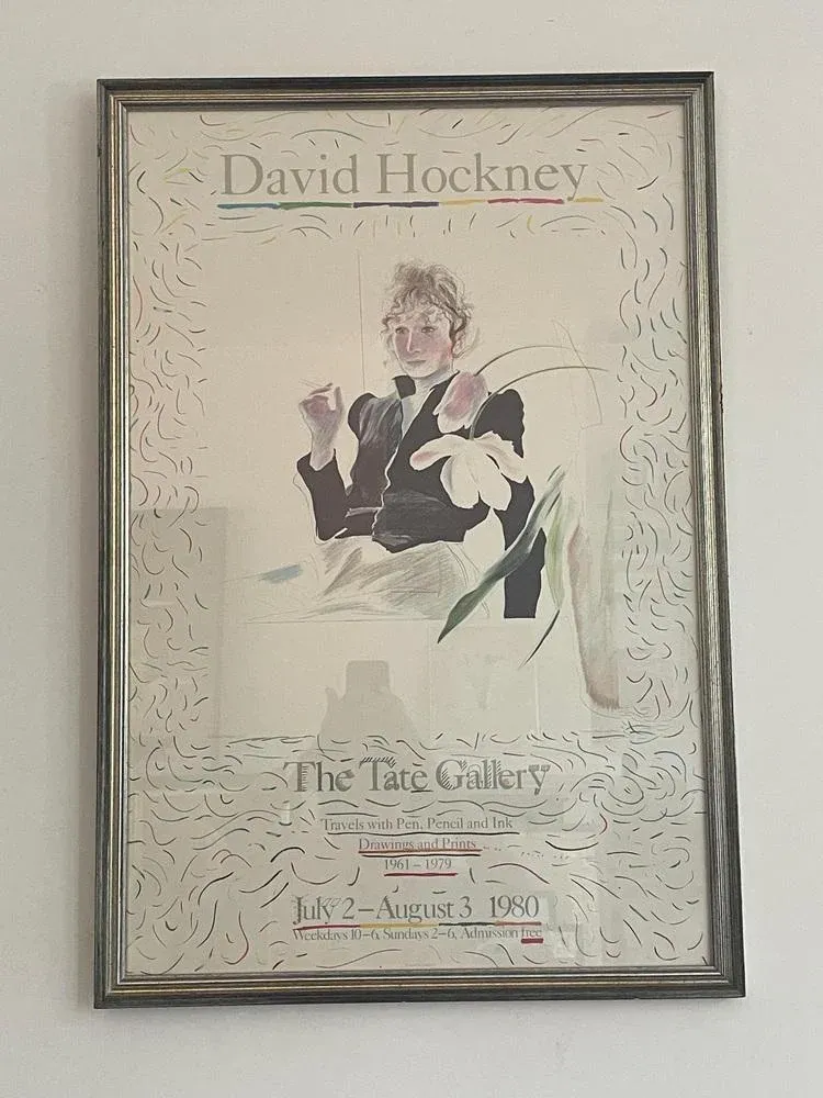 1980 David Hockney Celia,Paris ビンテージポスター David Hockney | Celia In A Black Dress With White Flowers
