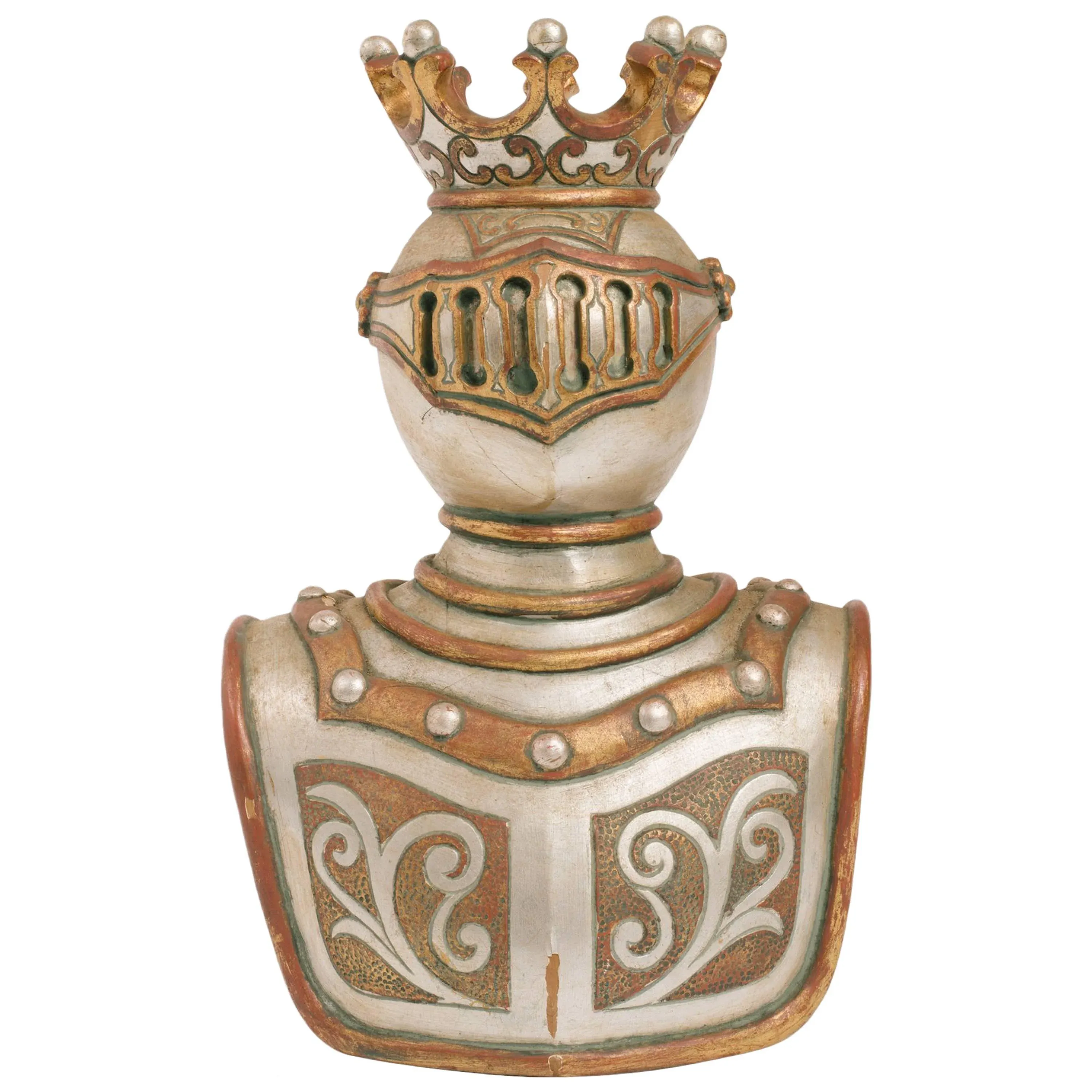 1960s Vintage Hand-Carved Spanish Knight Sculpture