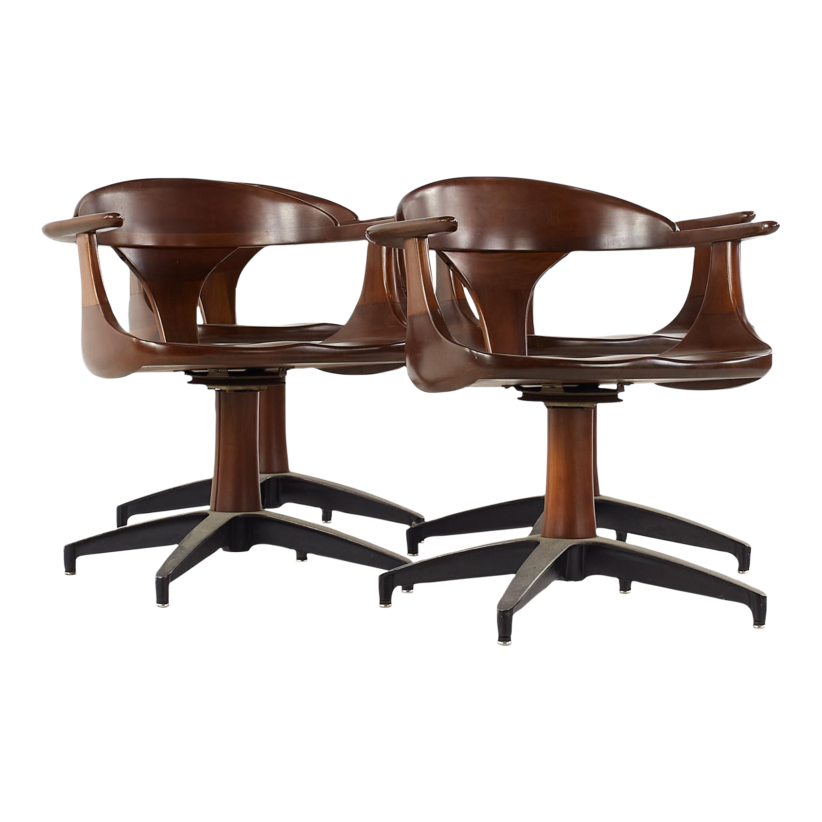 Heywood Wakefield Mid Century Cliff House Swivel Cherry Dining Chairs