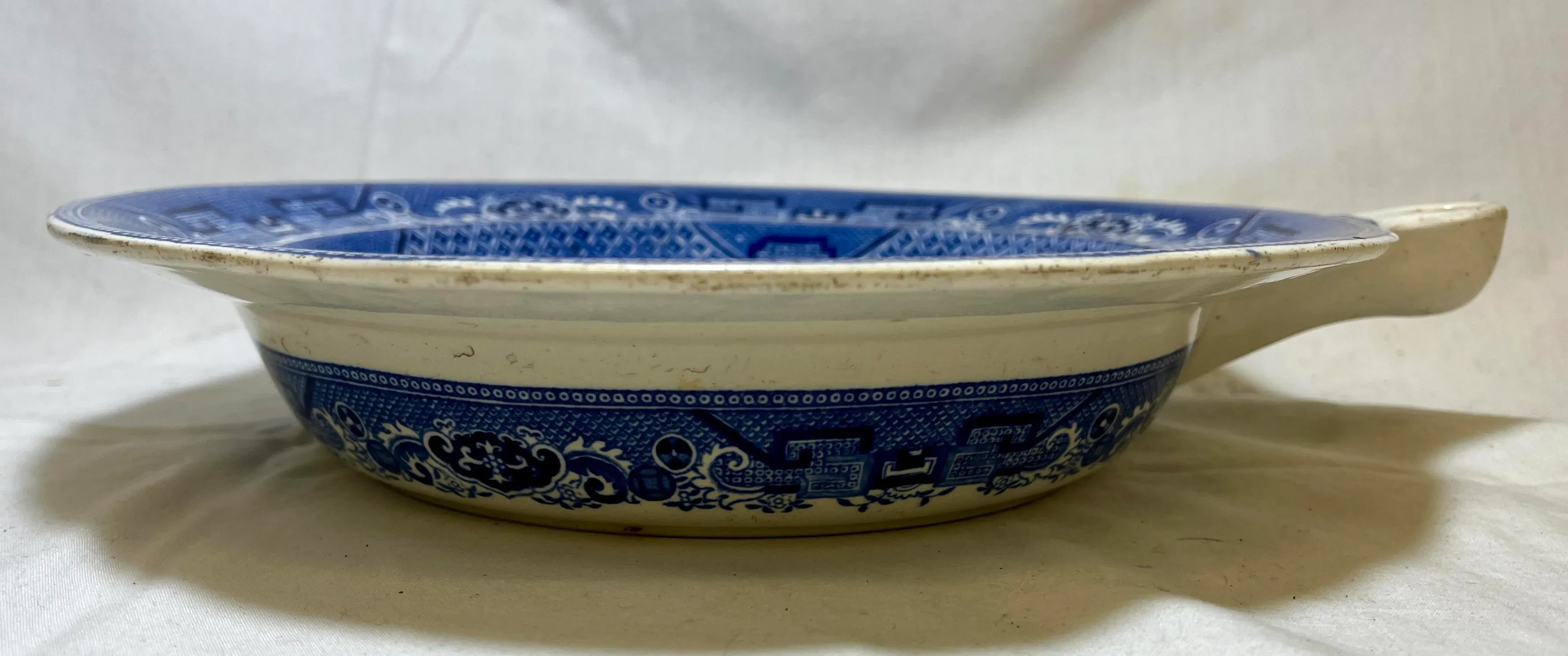 Antique John Meir & Son Blue Willow Hot Water Warming Plate From England - Circa 19th Century
