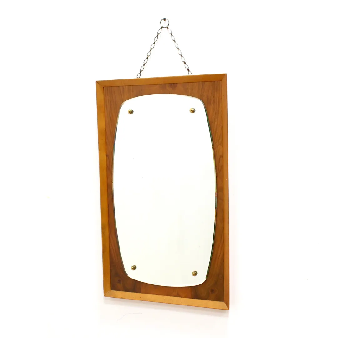 Mid Century Walnut & Oak Wall Mirror