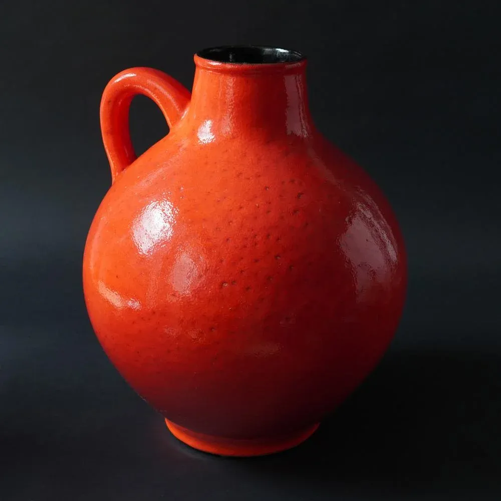 Red Ceramic Floor Vase with Handle by Ludwig Spang Ransbach for Spara, 1960s