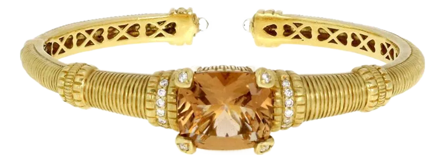 Judith Ripka Bracelet Diamond Citrine Textured Design Cuff Chairish