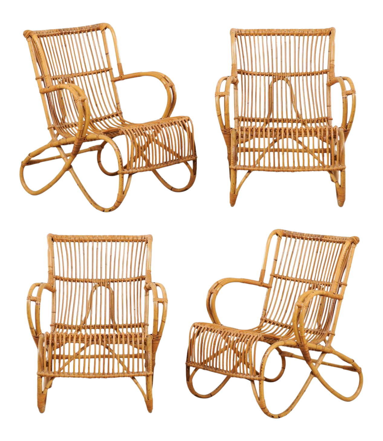 French Natural Cane Chairs Set of 4 Chairish
