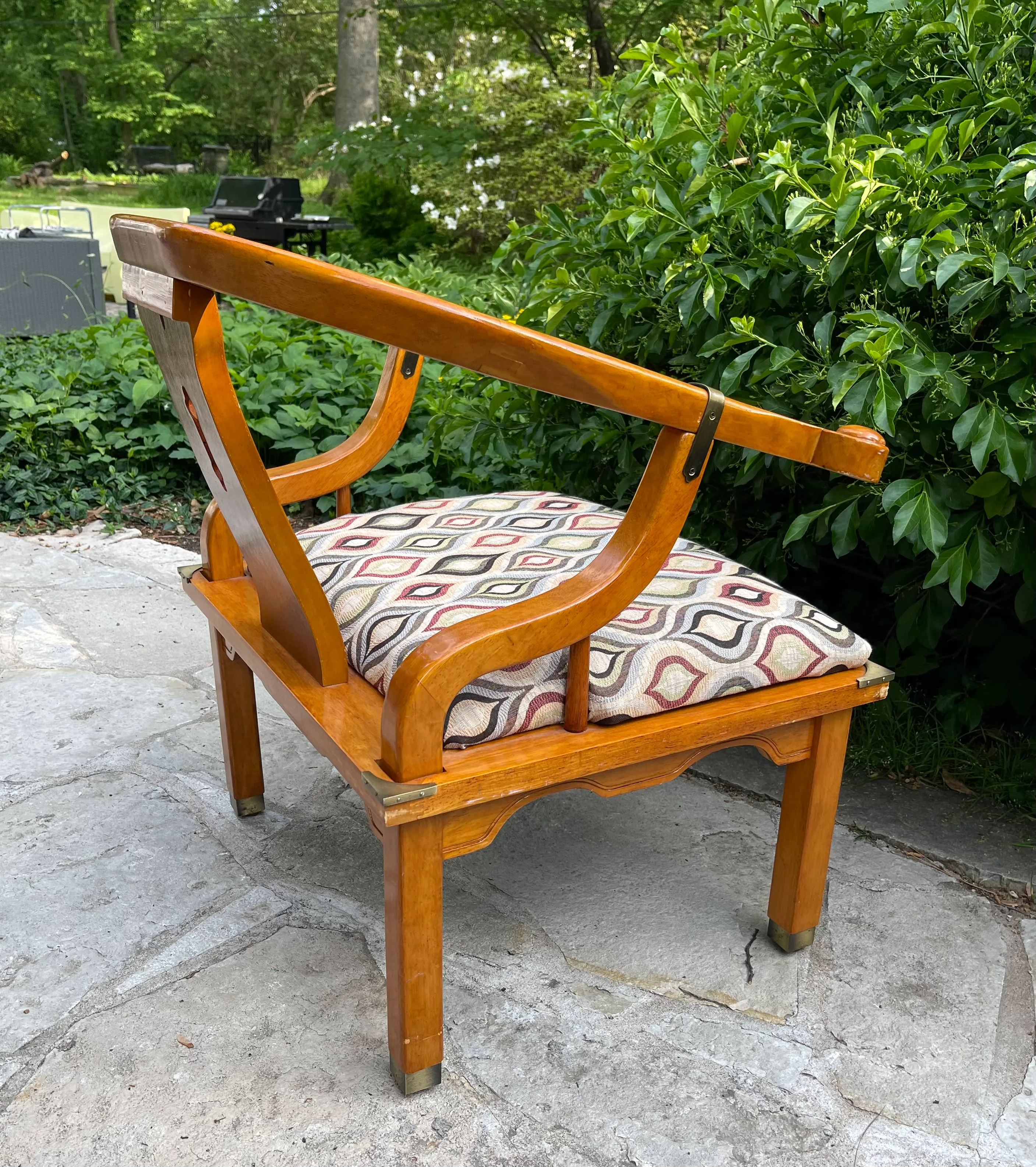 1960s James Mont Style Asian Chinoiserie Ming Horseshoe Chair by
