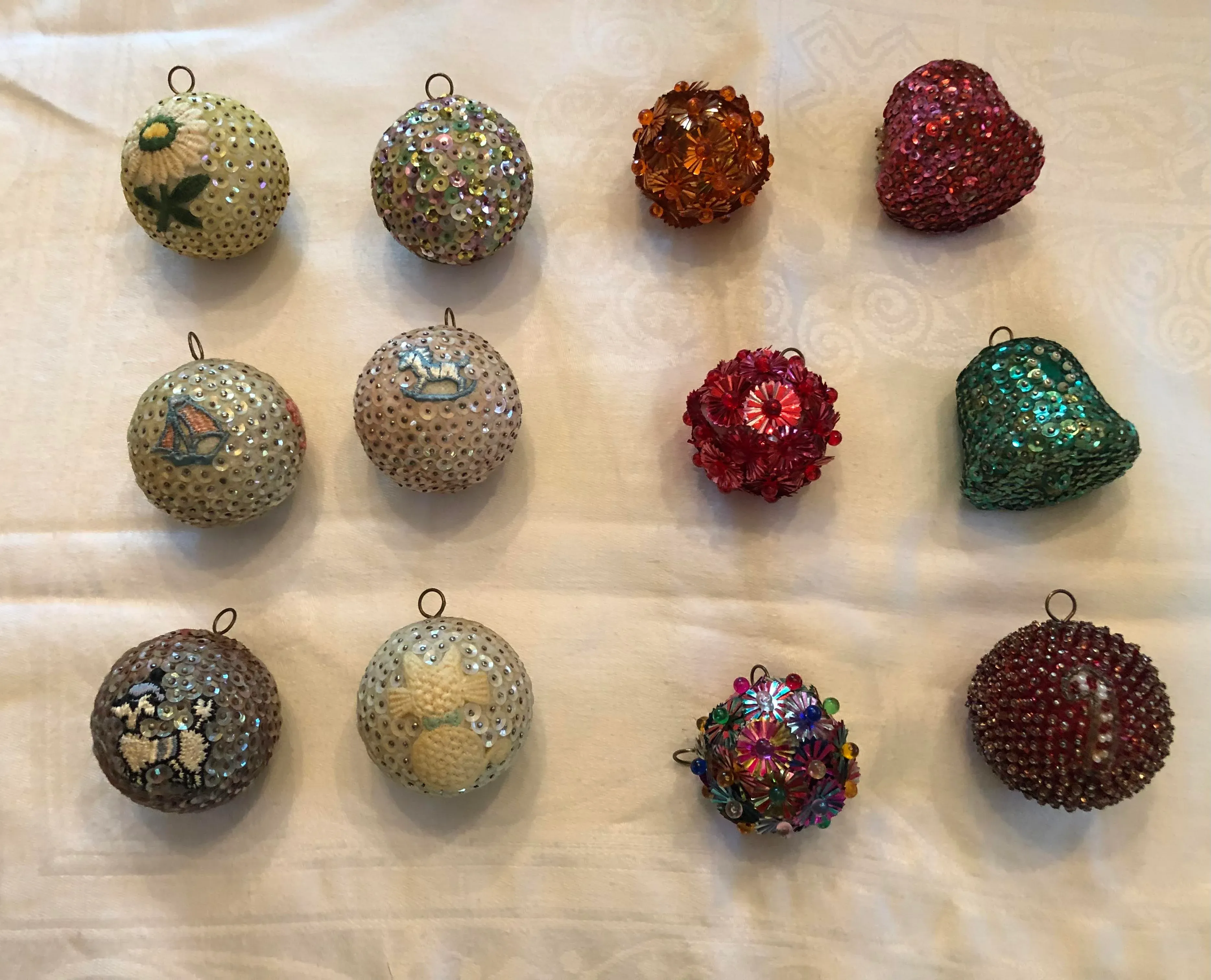 Mid 20th Century Vintage Handmade Beaded Christmas Ornaments - 12