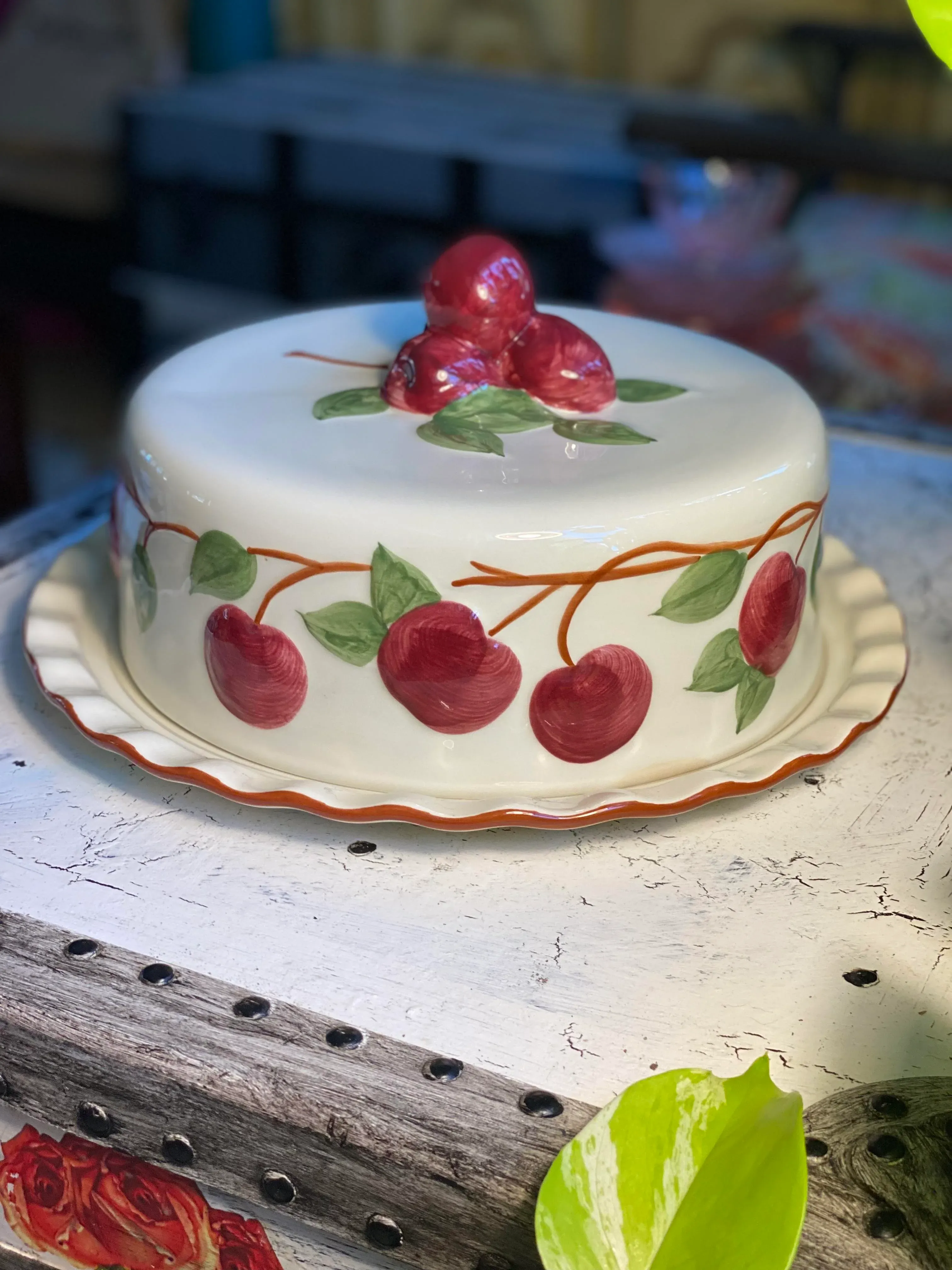 1980s Franciscan Apple Large Covered Cake Plate | Chairish
