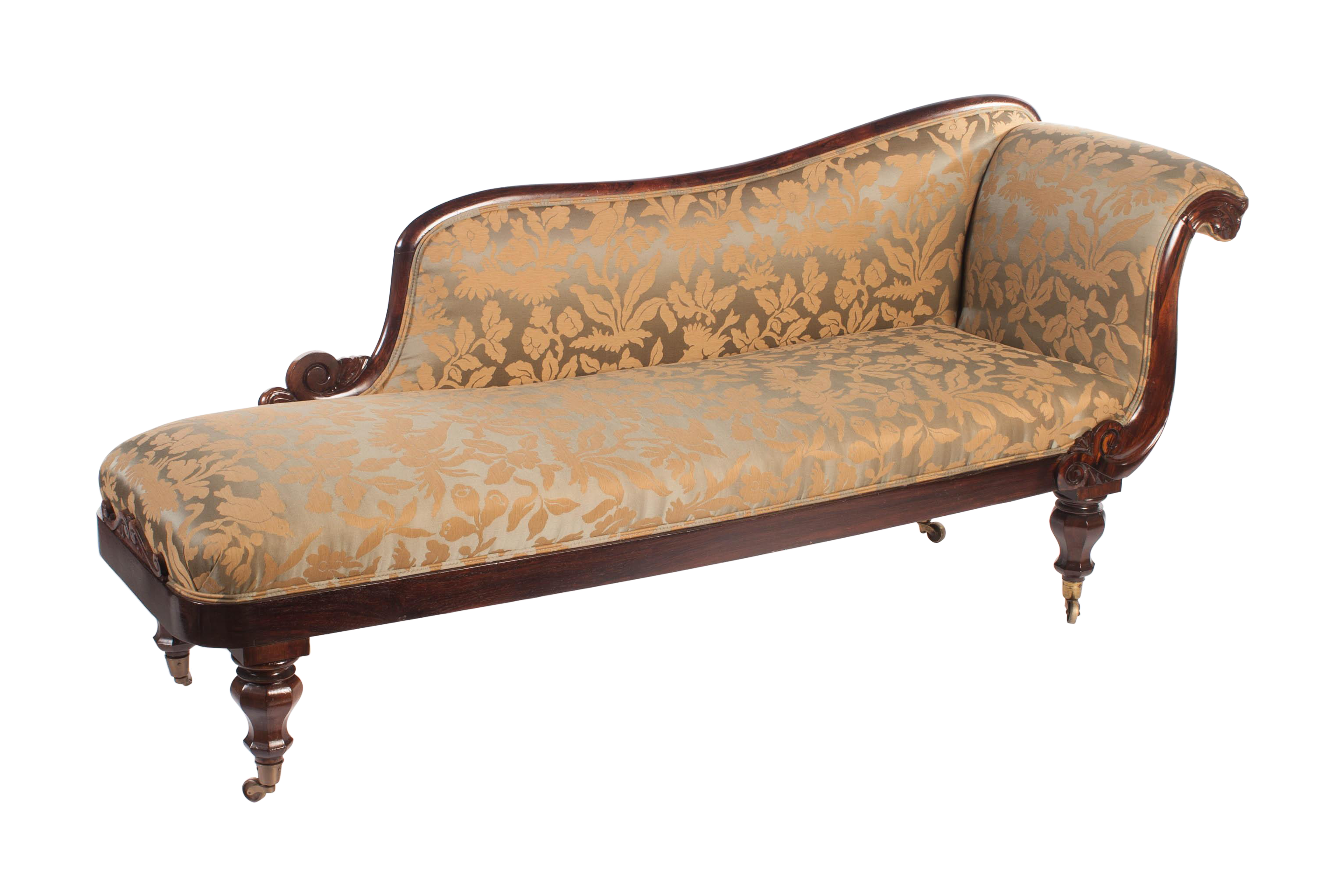 Antique Chaise Lounge in Damask Fabric Chairish