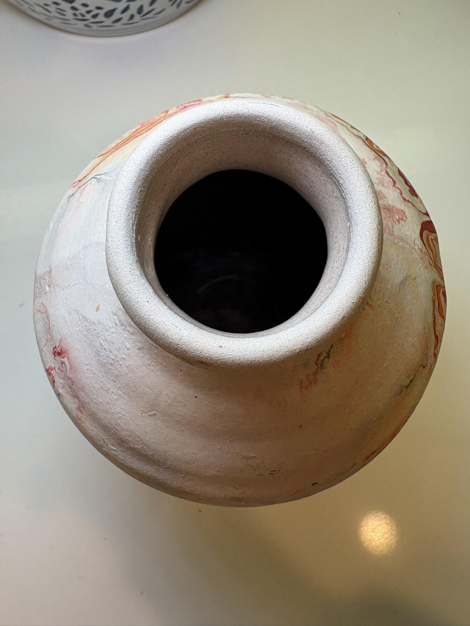 Boho Chic Nemadji Swirl Vase in Red Orange & Gray Studio Pottery main image 0