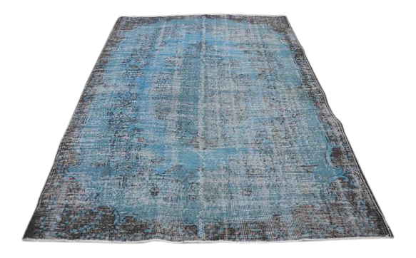 Overdyed Light Blue Rug - 5′9″ × 8′2″ | Chairish