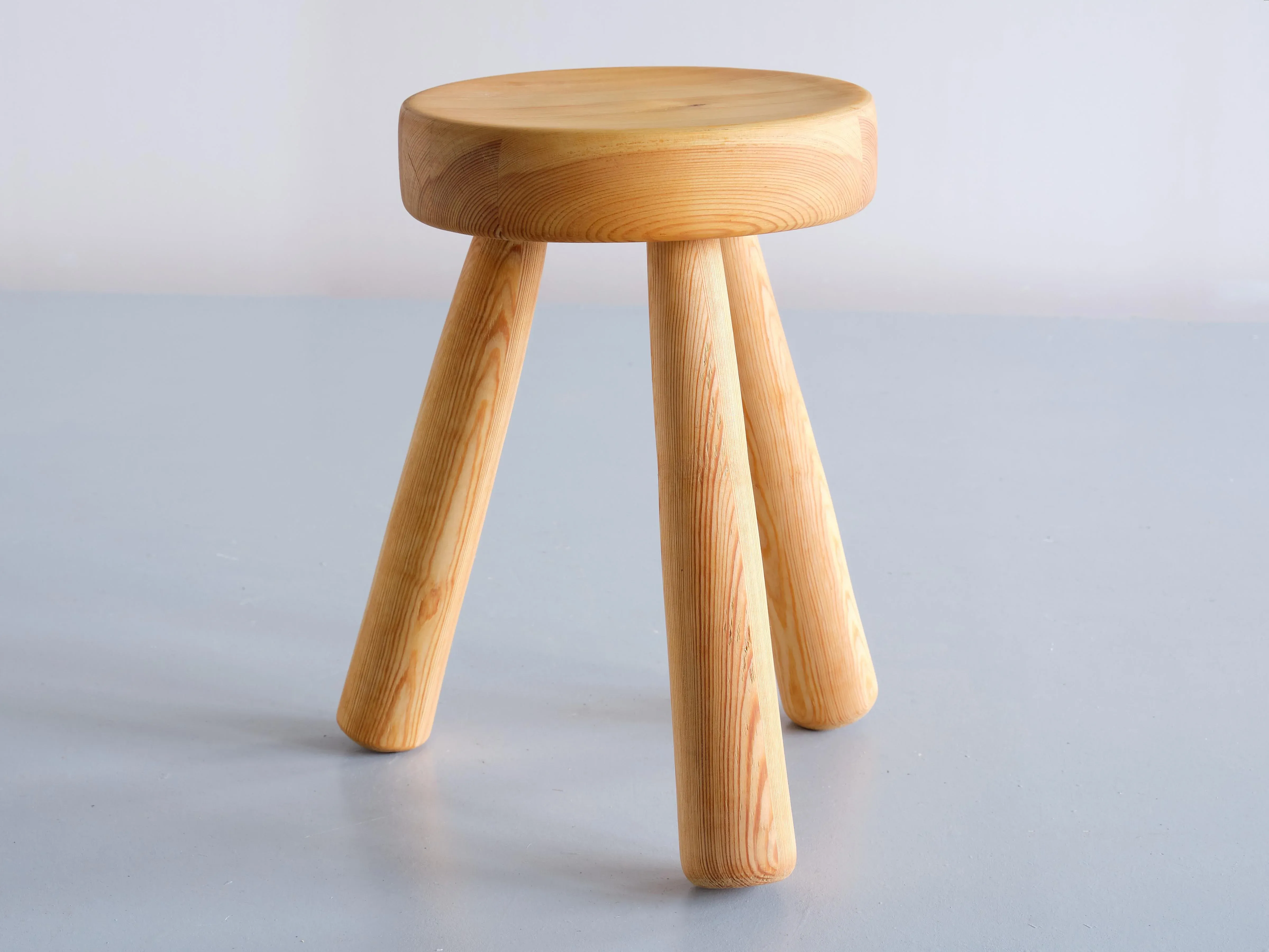 Swedish Three Legged Stool in Solid Pine by Ingvar Hildingsson
