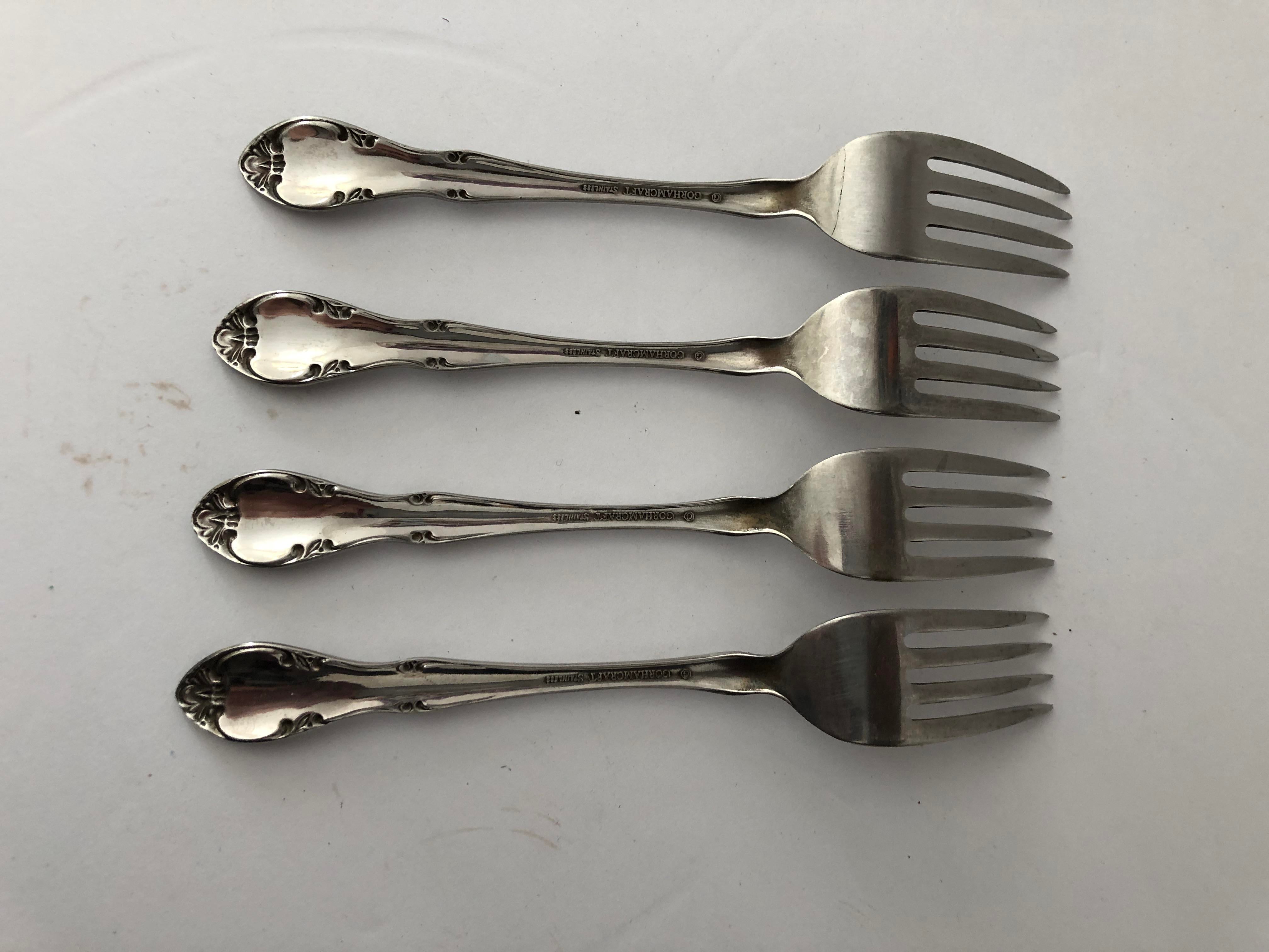 Vintage Stainless “Gorhamcraft” Dessert/Salad Forks S-4