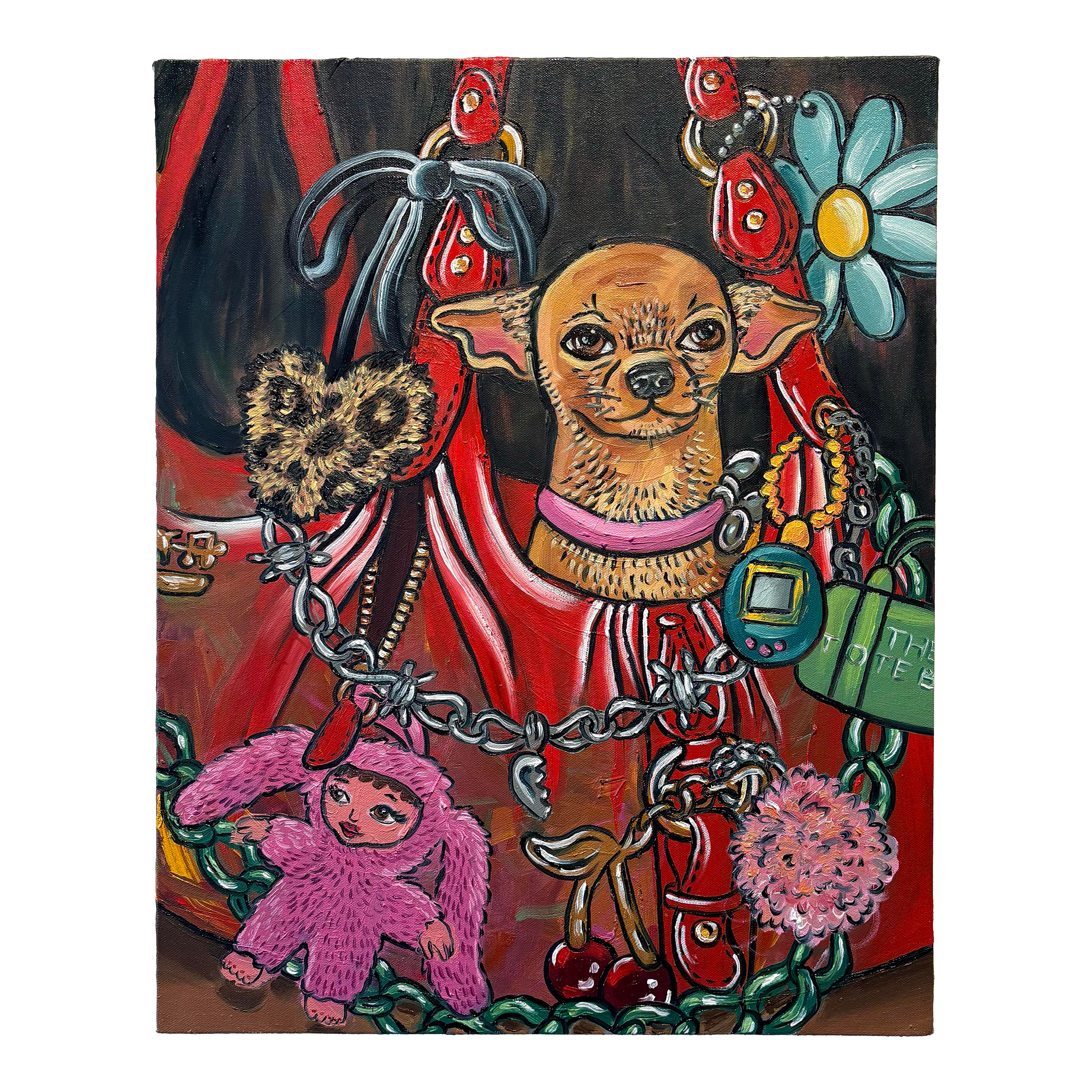 Contemporary Lap Dog Oil Painting on Canvas by Lindsey Kircher