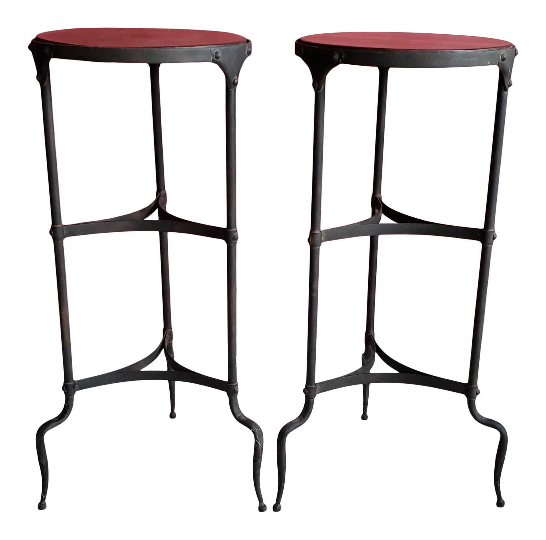 1990s Vintage Rustic Wood With Iron Stands a Pair Chairish