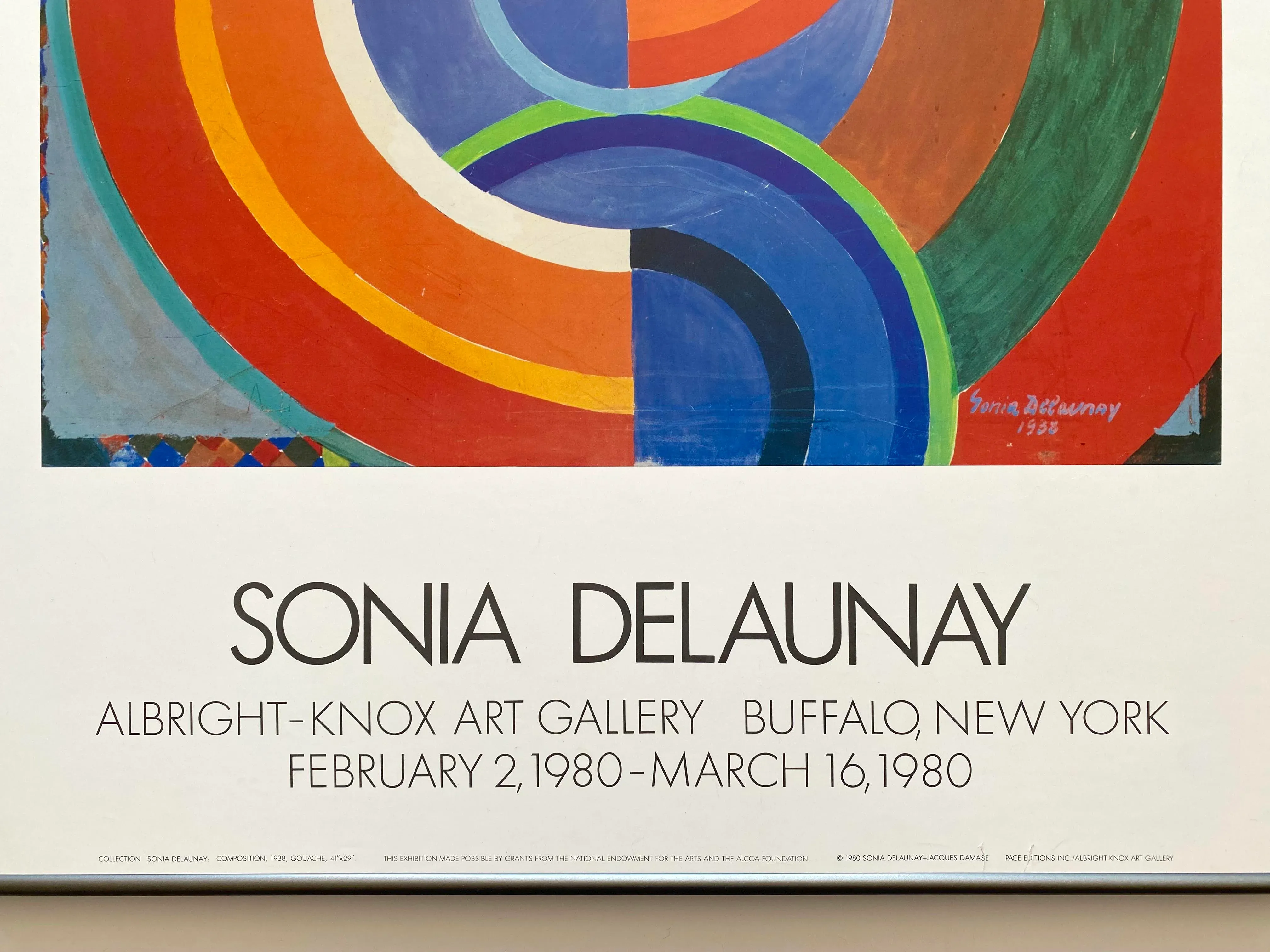 Sonia Delaunay Vintage 1980 Pace Editions Lithograph Print Framed Large Modernist Exhibition Poster \