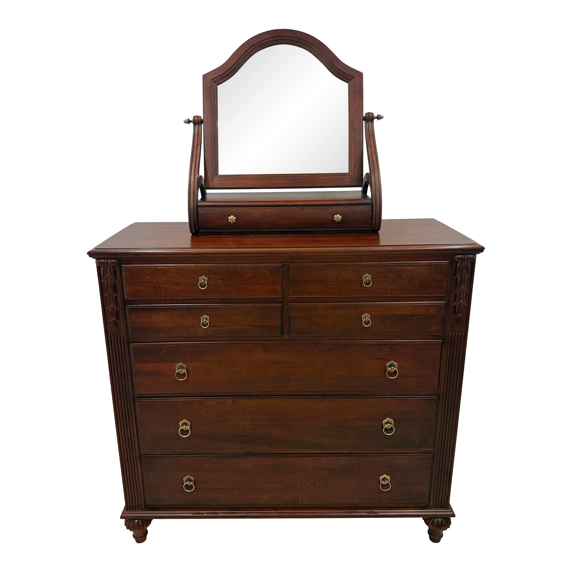 1990s Ethan Allen British Classic Dresser With Mirror