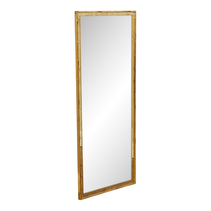 1970s LaBarge Hollywood Regency Gold Faux Bamboo FullLength Mirror