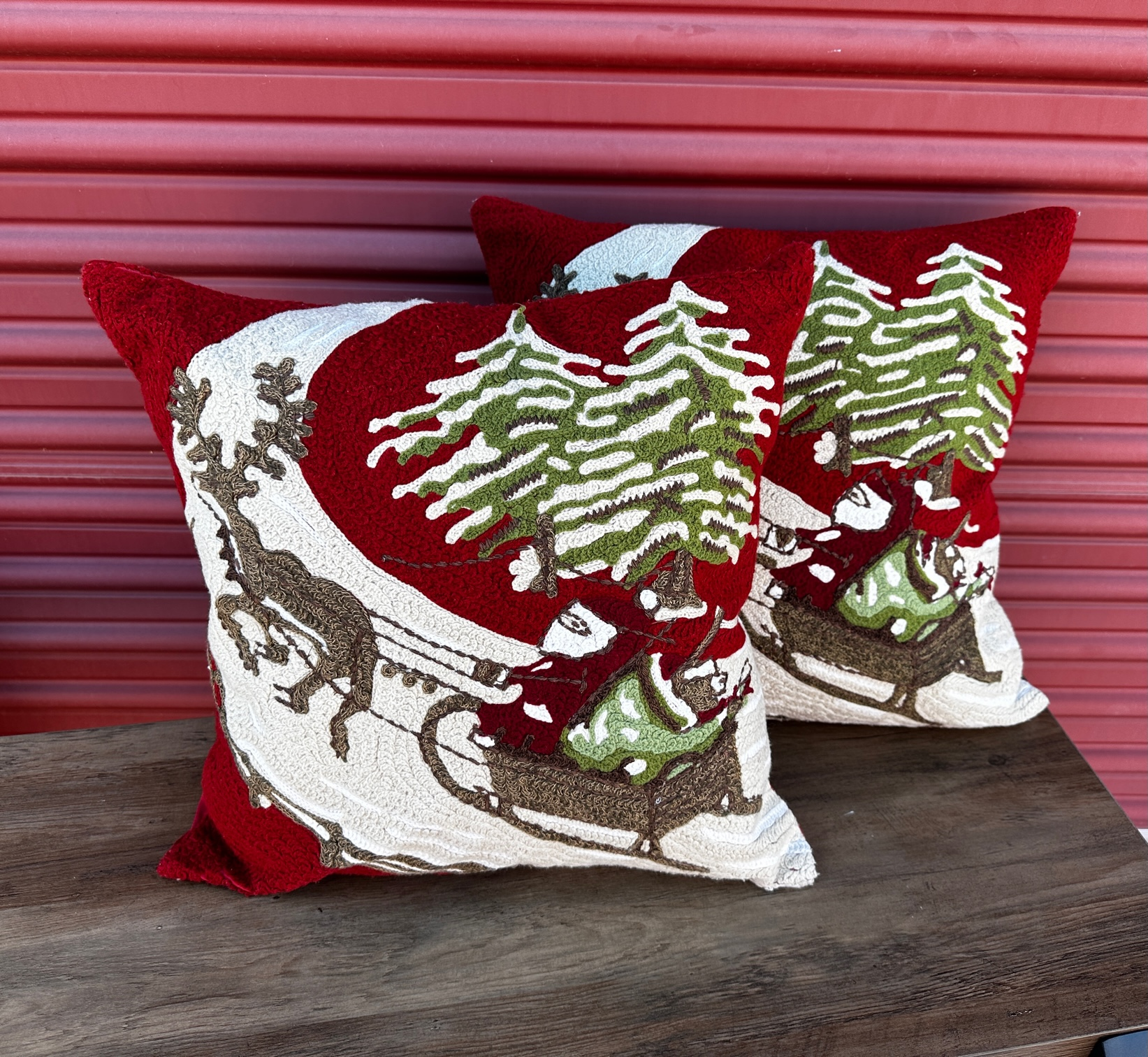 Merry Christmas Natural Embroidered Pillow by Taylor Linens