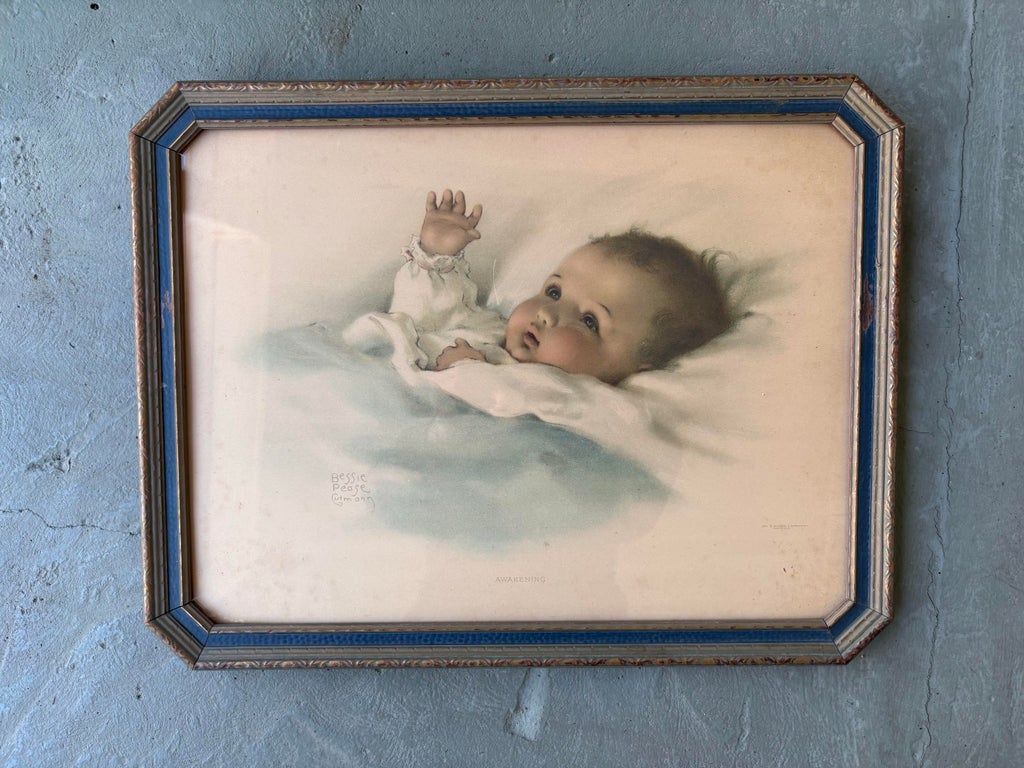 Set of Two Antique 1920s Bessie Pease Gutmann Baby Prints in 