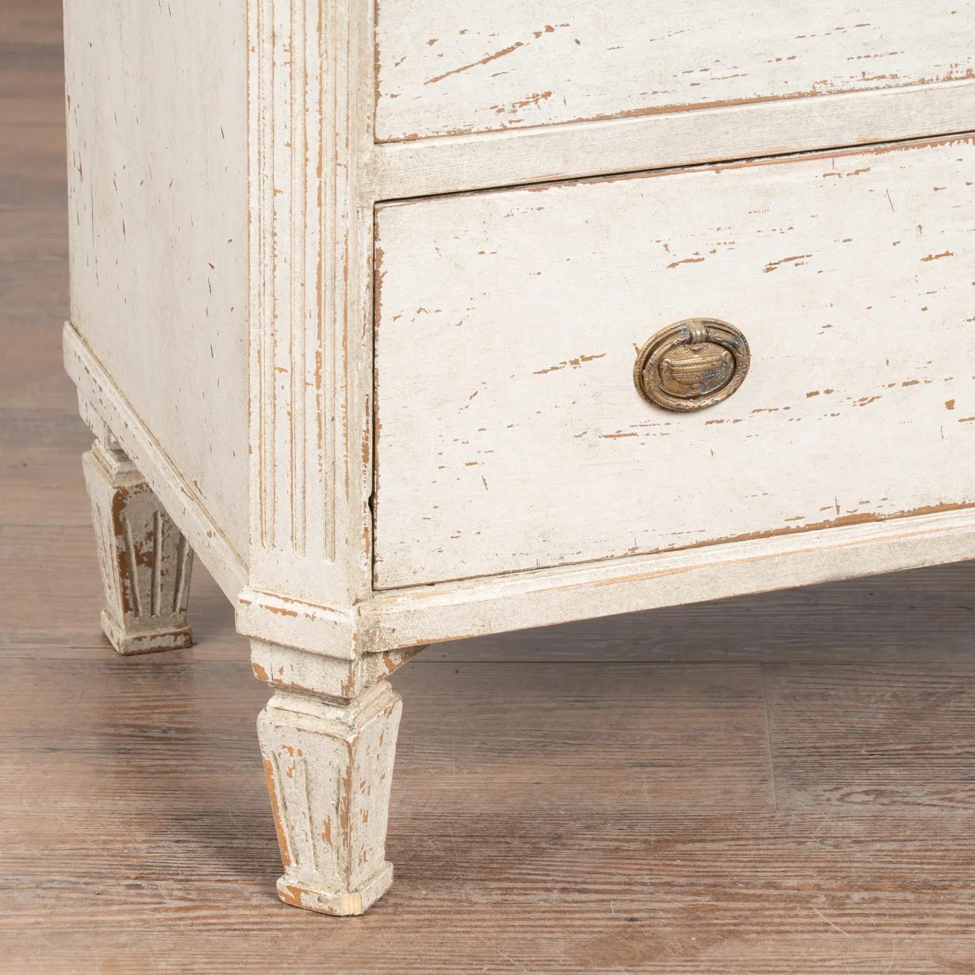 19th Century Narrow White Chest of Three Drawers, Denmark
