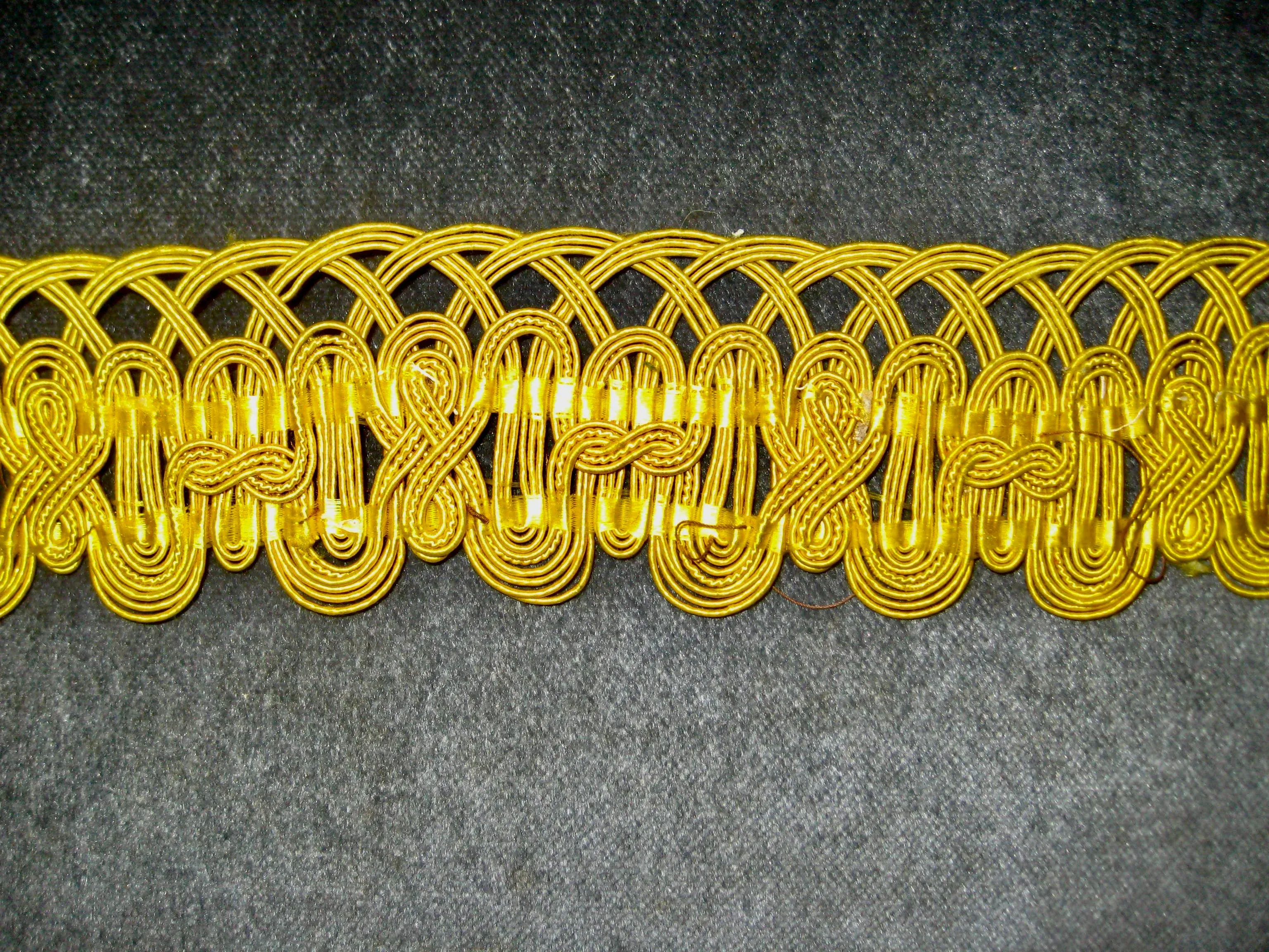 French Large Yellow Silk Trim Circa 1780 - 5 Yards
