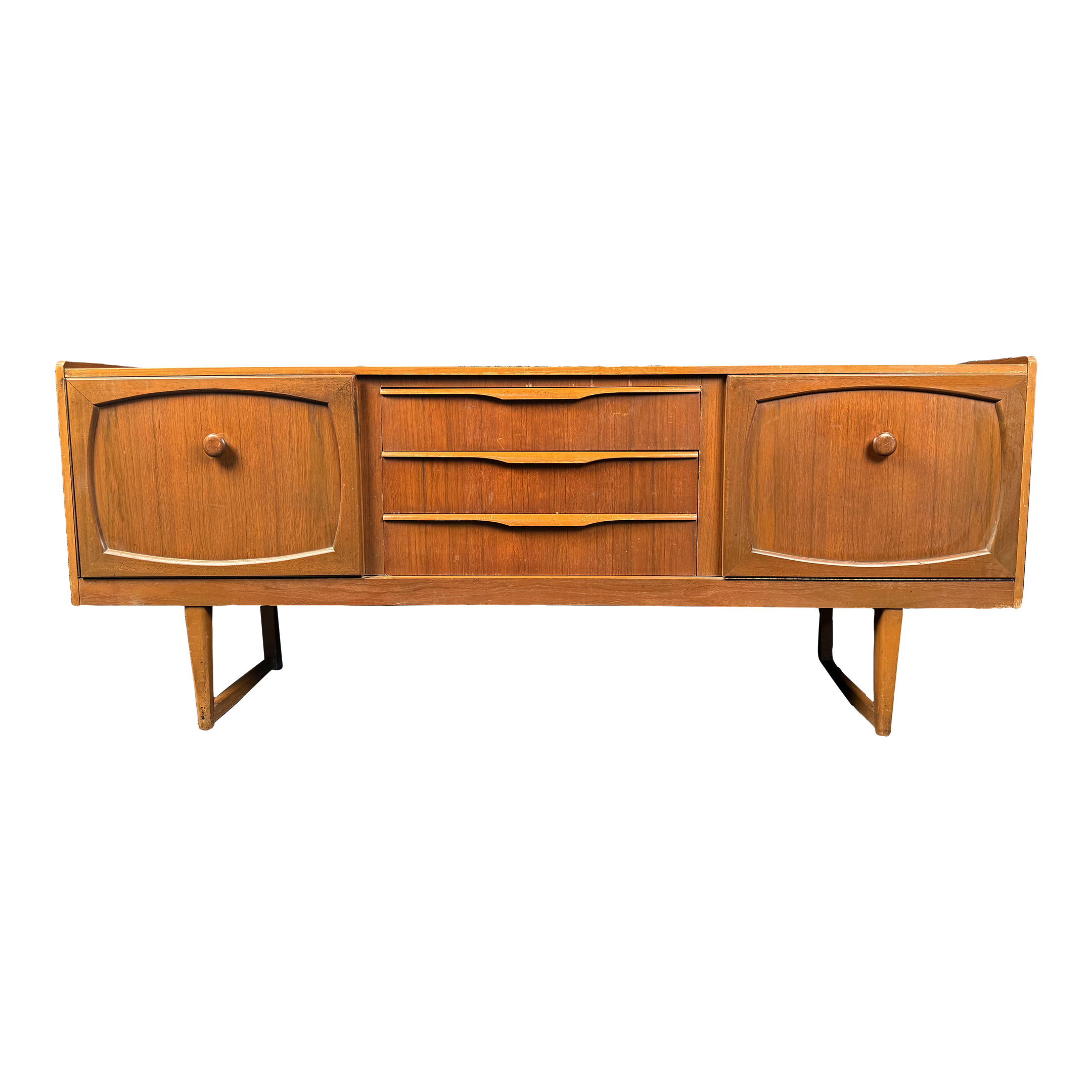 Stonehill furniture, 70’s Teak Sideboard Stonehill Furniture Long Teak Sled Leg Sideboard - $1850