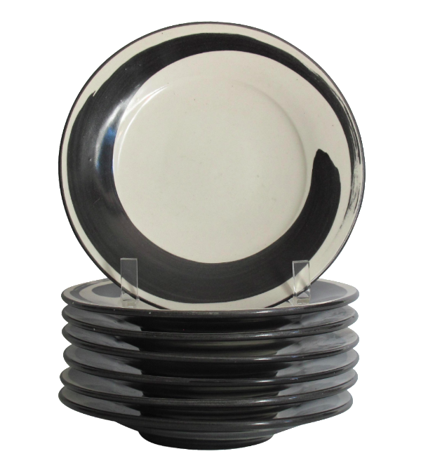 Hand Painted Black Swirl Plates Set of 7 Chairish