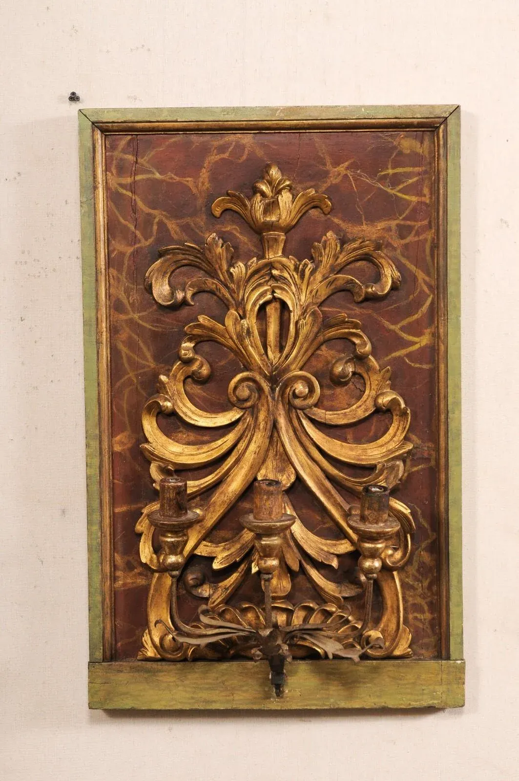 19th Century Fragment Mounted 3-Light Sconces - a Pair