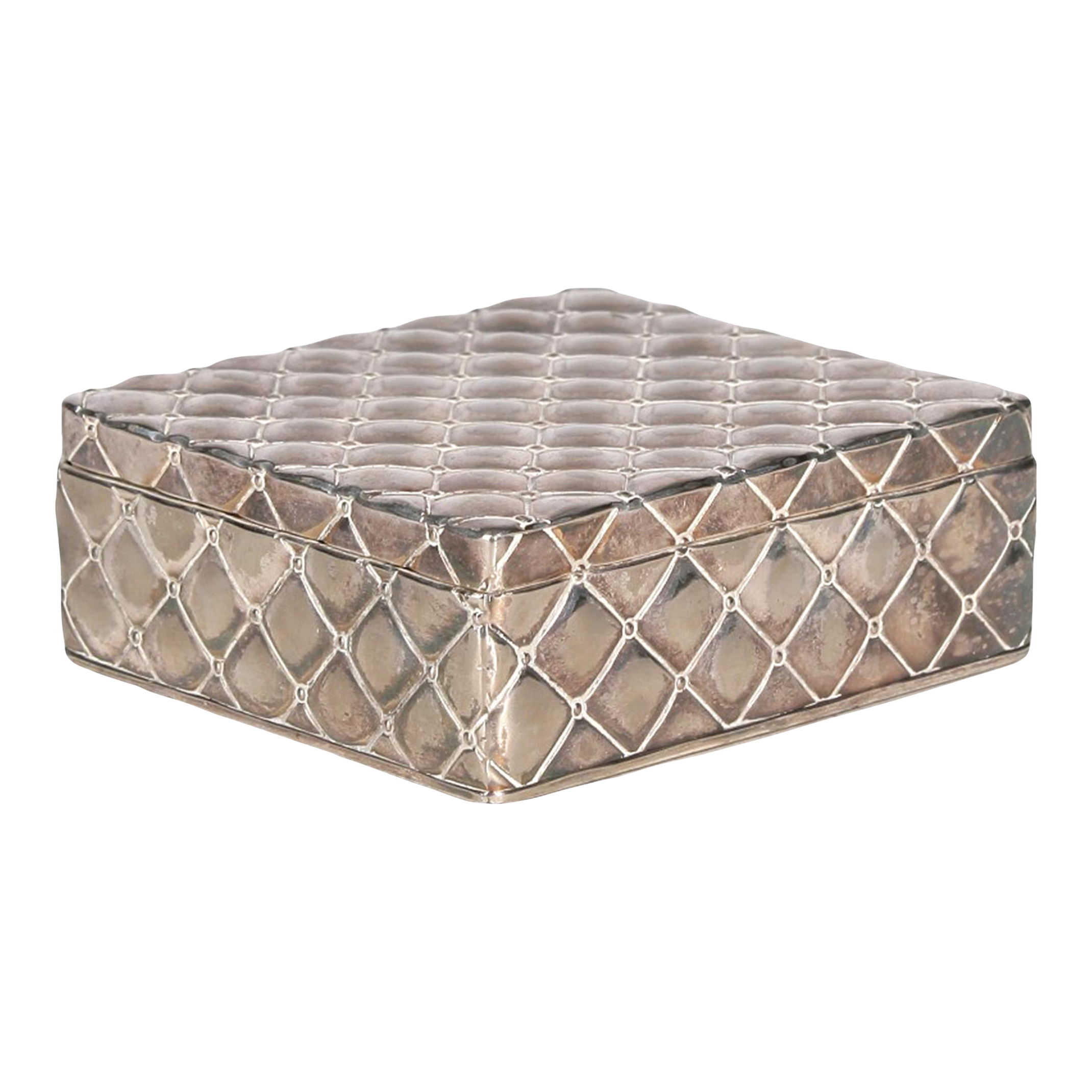 1920s Vienna Secession Silvered Metal Box With Wooden