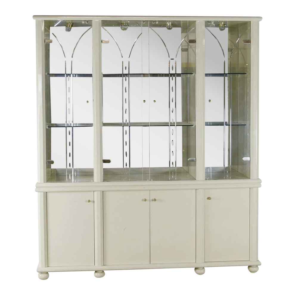 Modern Italian Made Etched Glass Front Dining Room Hutch Chairish