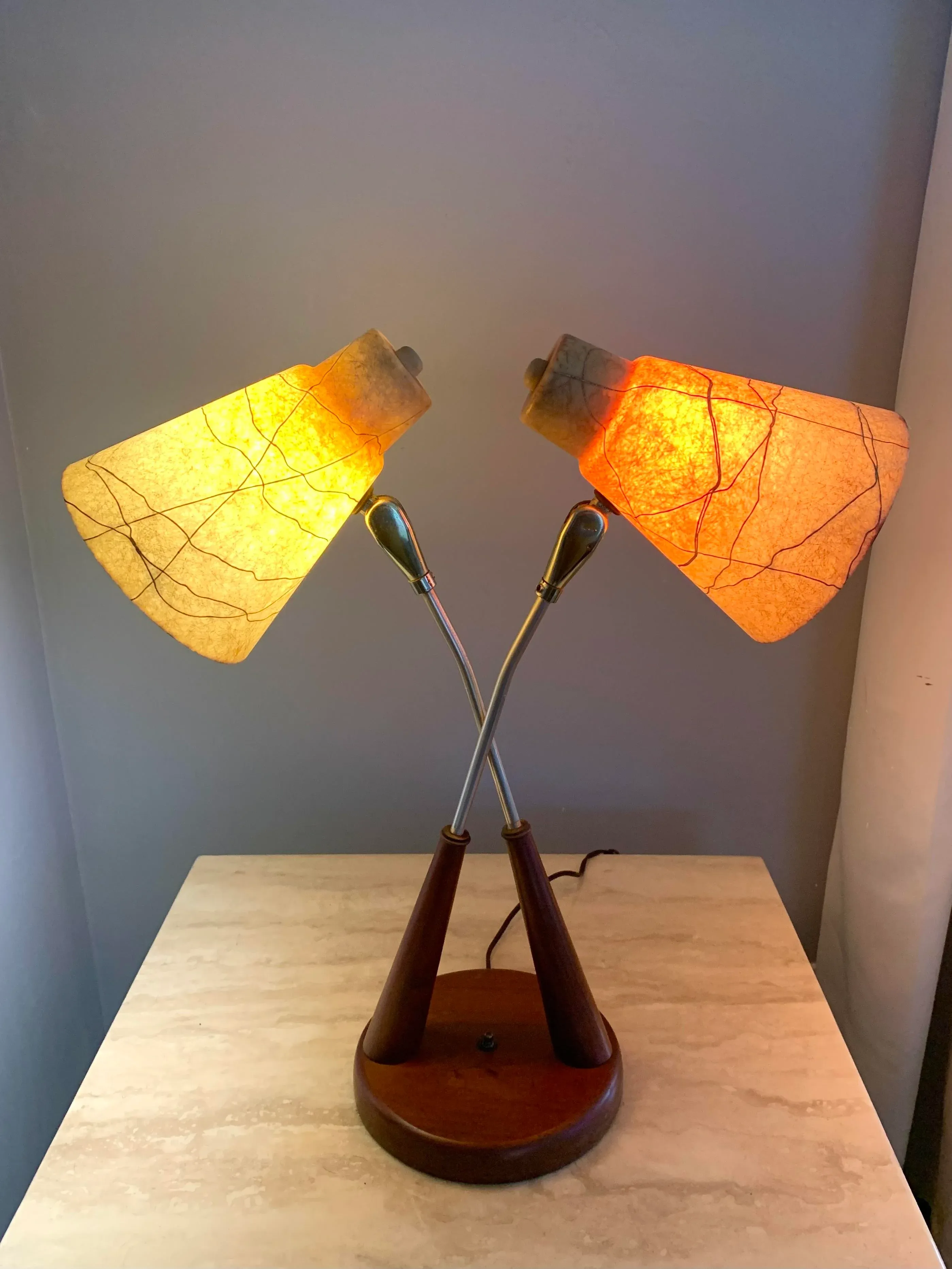 その他 1950s Double neck Portable Lamp Gerald Thurston Style Two Headed Table Lamp, Circa 1950s | Chairish