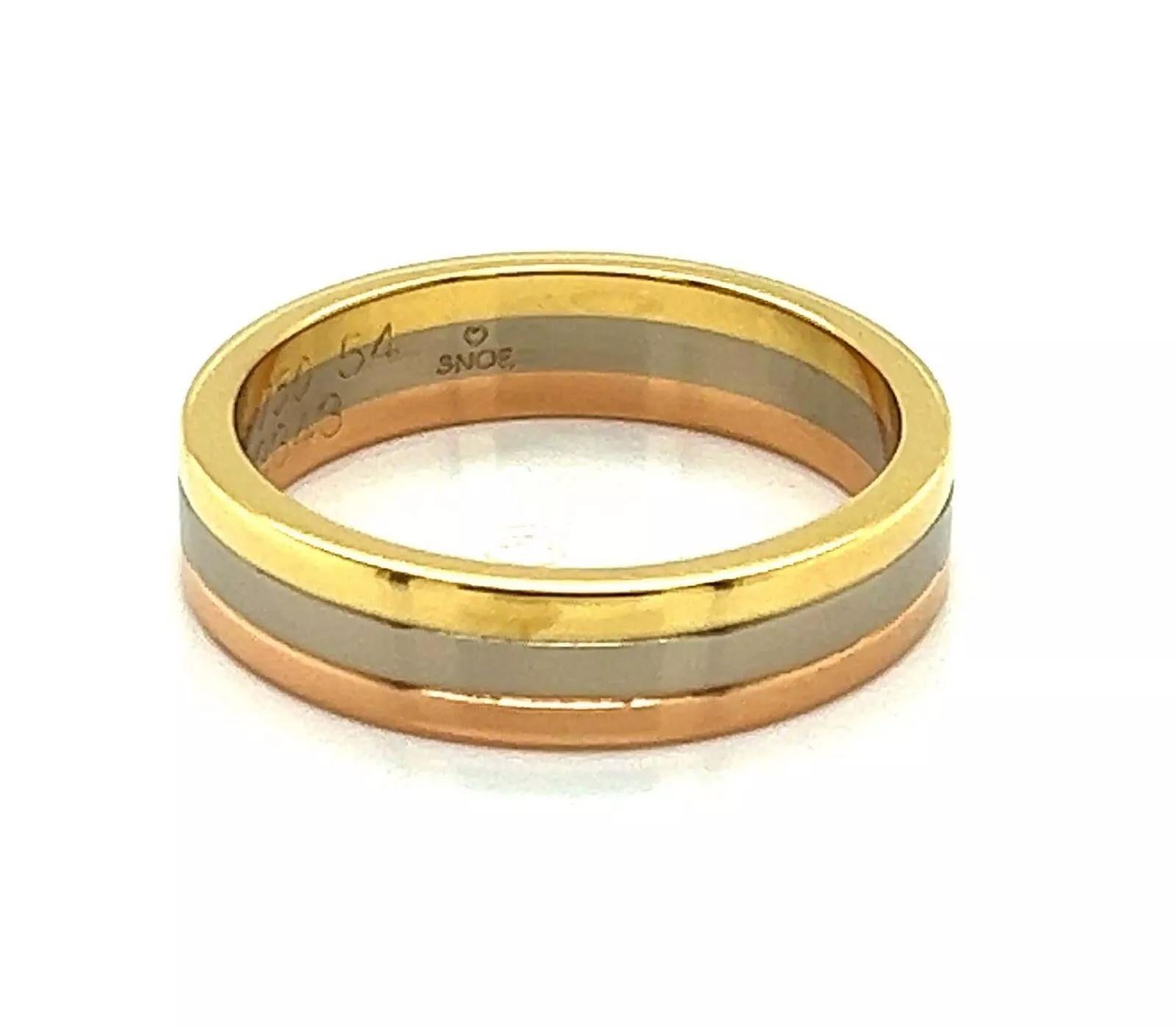 Cartier Vendome Louis Cartier 18k Tri-Color Gold 4.8mm Band Ring W