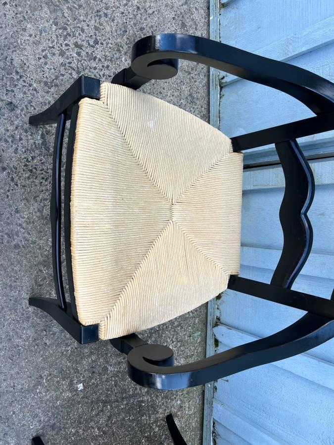 Pair of Ethan Allen French Country Back Painted Ladder BackRush