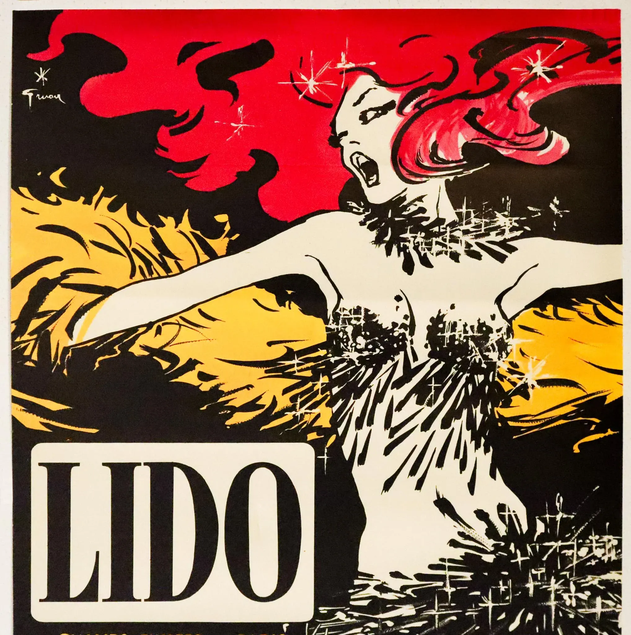 1960s Vintage French Cancan Poster, Lido 