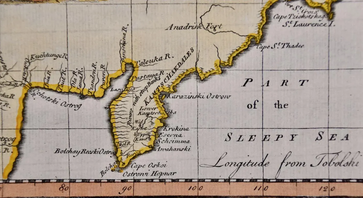 Siberia as Explored by Behring: Original 18th Century Hand-Colored Map by  Bowen, 1744 | Chairish, image size:1404x768