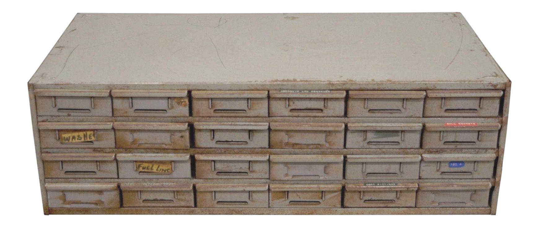 Vintage 24 Drawer Steel Metal Storage Tool Parts Cabinet Organizer