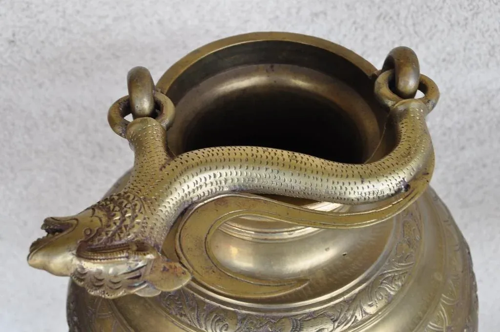 Antique Sri Lankan Brass Ceremonial Temple Water Vessel With